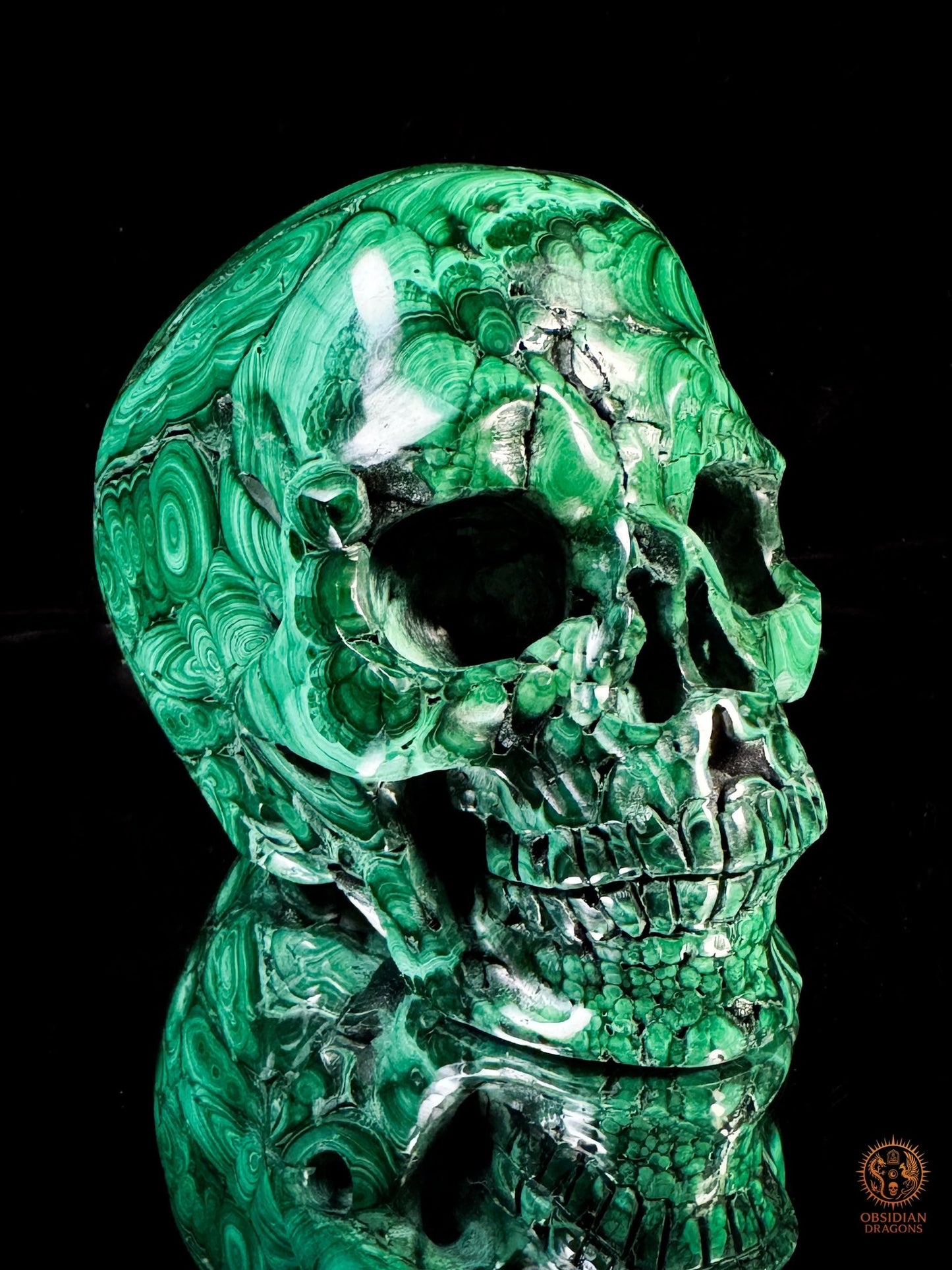 Crâne en Malachite Naturelle 3kg - Rare et exceptionnel | obsidian dragons