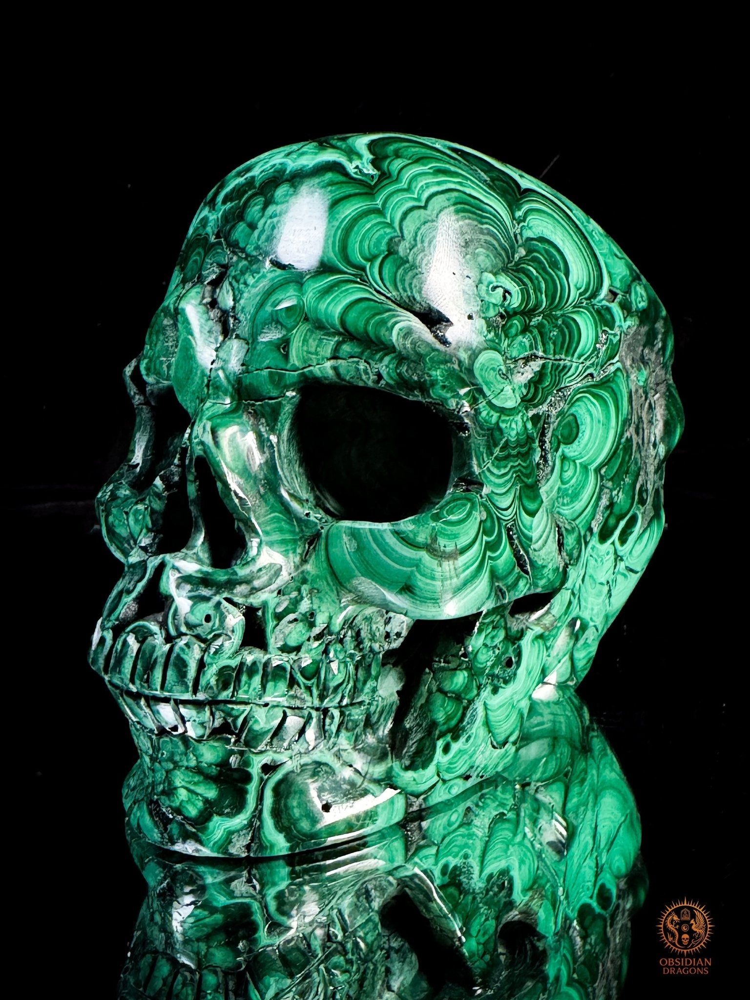 Crâne en Malachite Naturelle 3kg - Rare et exceptionnel | obsidian dragons