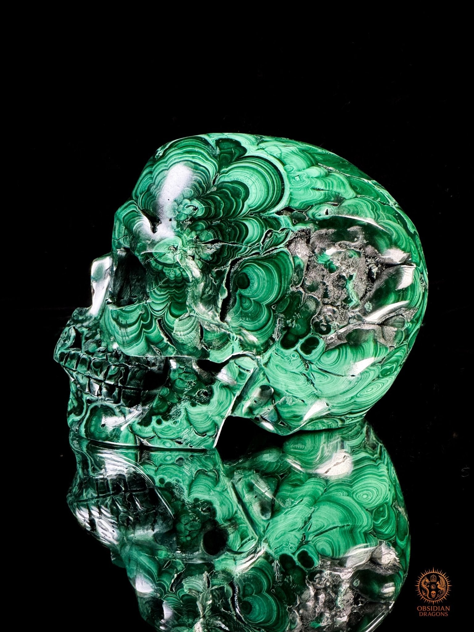 Crâne en Malachite Naturelle 3kg - Rare et exceptionnel | obsidian dragons