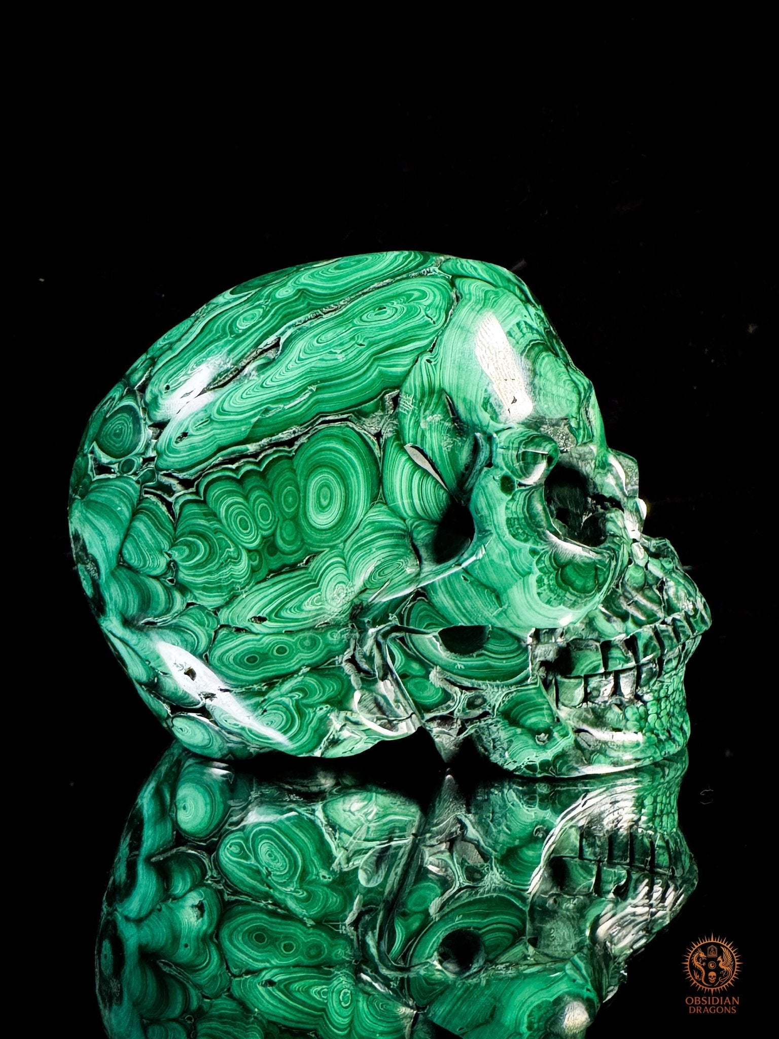Crâne en Malachite Naturelle 3kg - Rare et exceptionnel | obsidian dragons