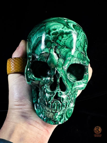 Crâne en Malachite Naturelle 3kg - Rare et exceptionnel | obsidian dragons