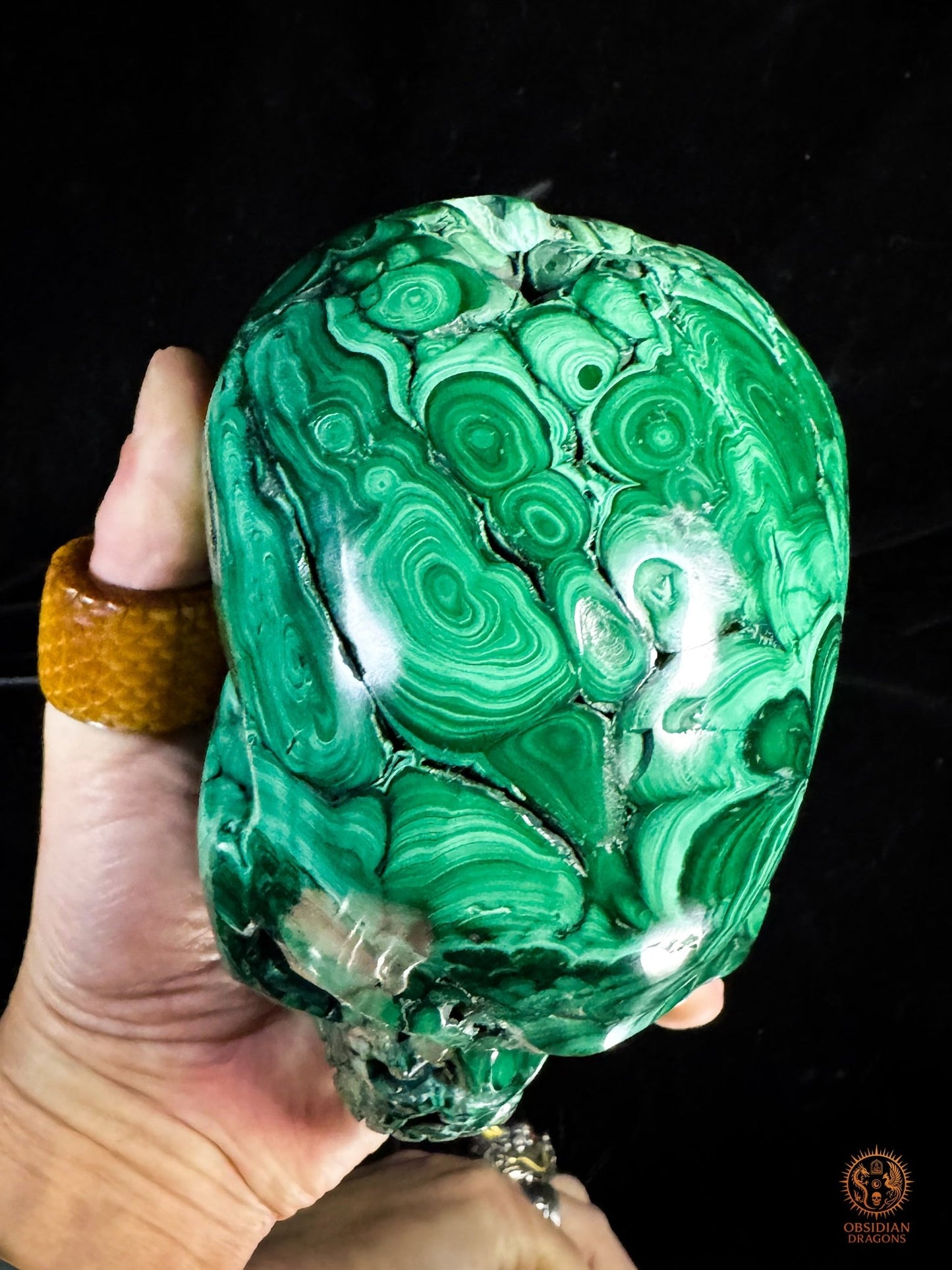 Crâne en Malachite Naturelle 3kg - Rare et exceptionnel