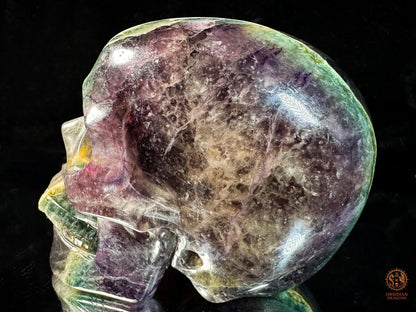 Crâne en fluorite arc-en-ciel – Crâne de cristal rare | obsidian dragons