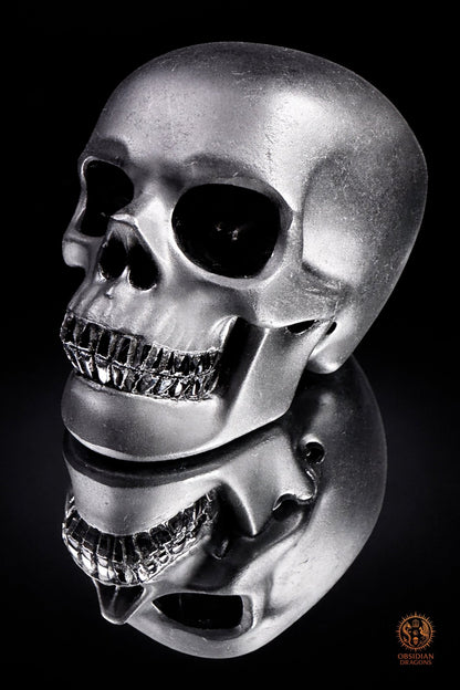 Crâne en obsidienne noire hyper réaliste poli/dépoli | obsidian dragons