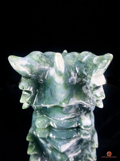 Crâne de Dragon en Agate Mousse - Puissance et Équilibre | obsidian dragons