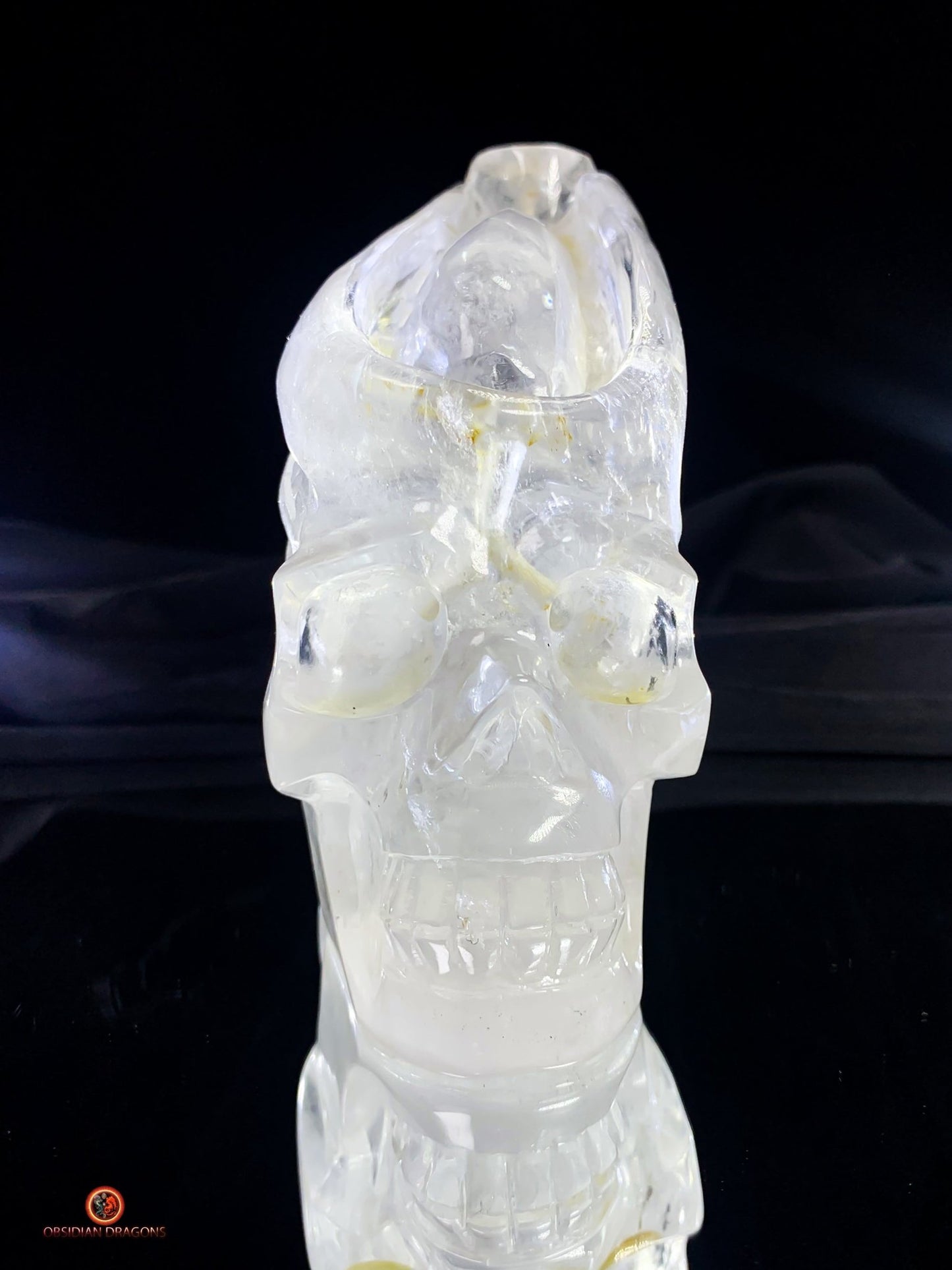 Crâne de Cristal Ailé - Encensoir en Cristal de Roche Pur | obsidian dragons