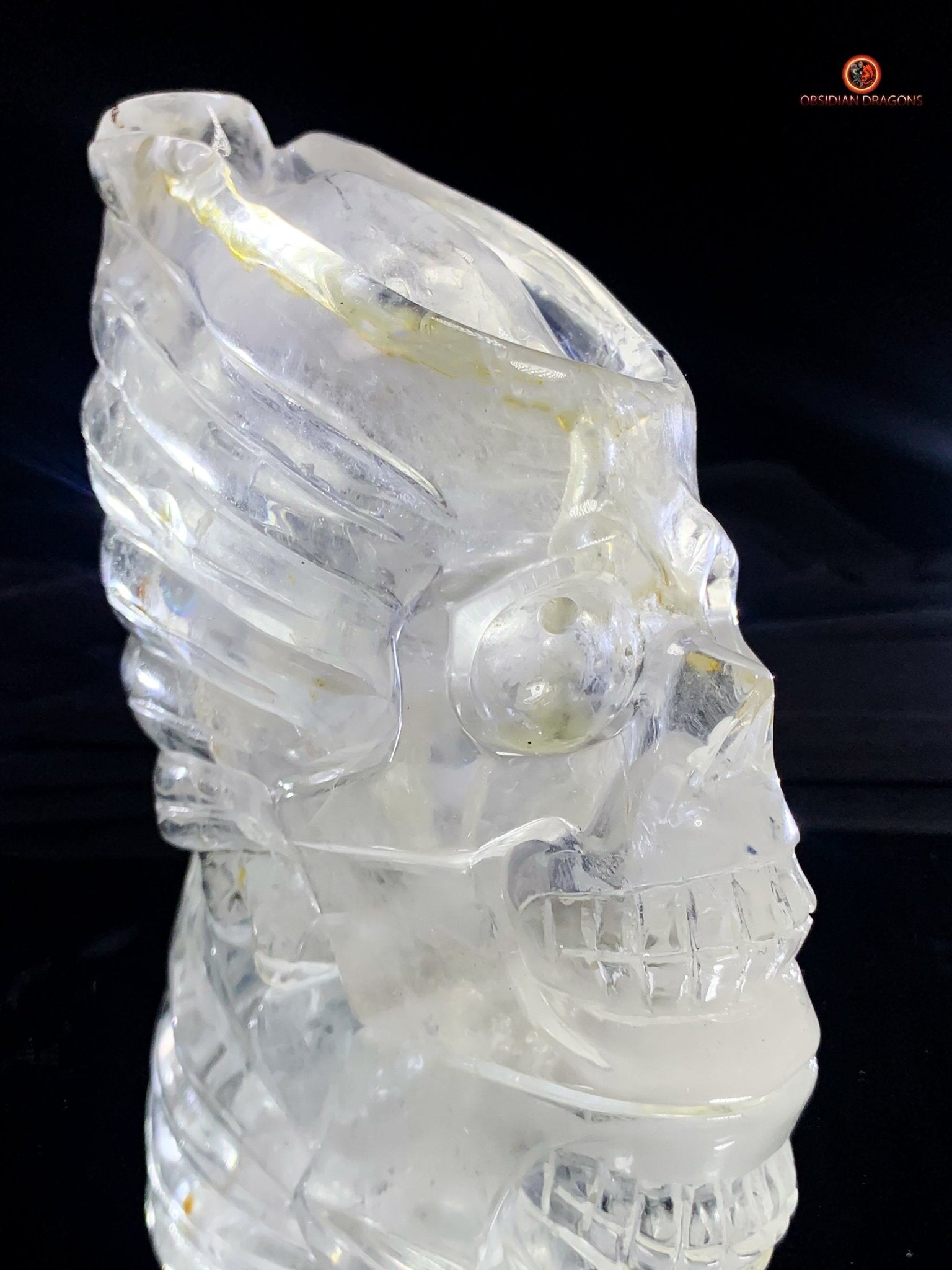 Crâne de Cristal Ailé - Encensoir en Cristal de Roche Pur | obsidian dragons