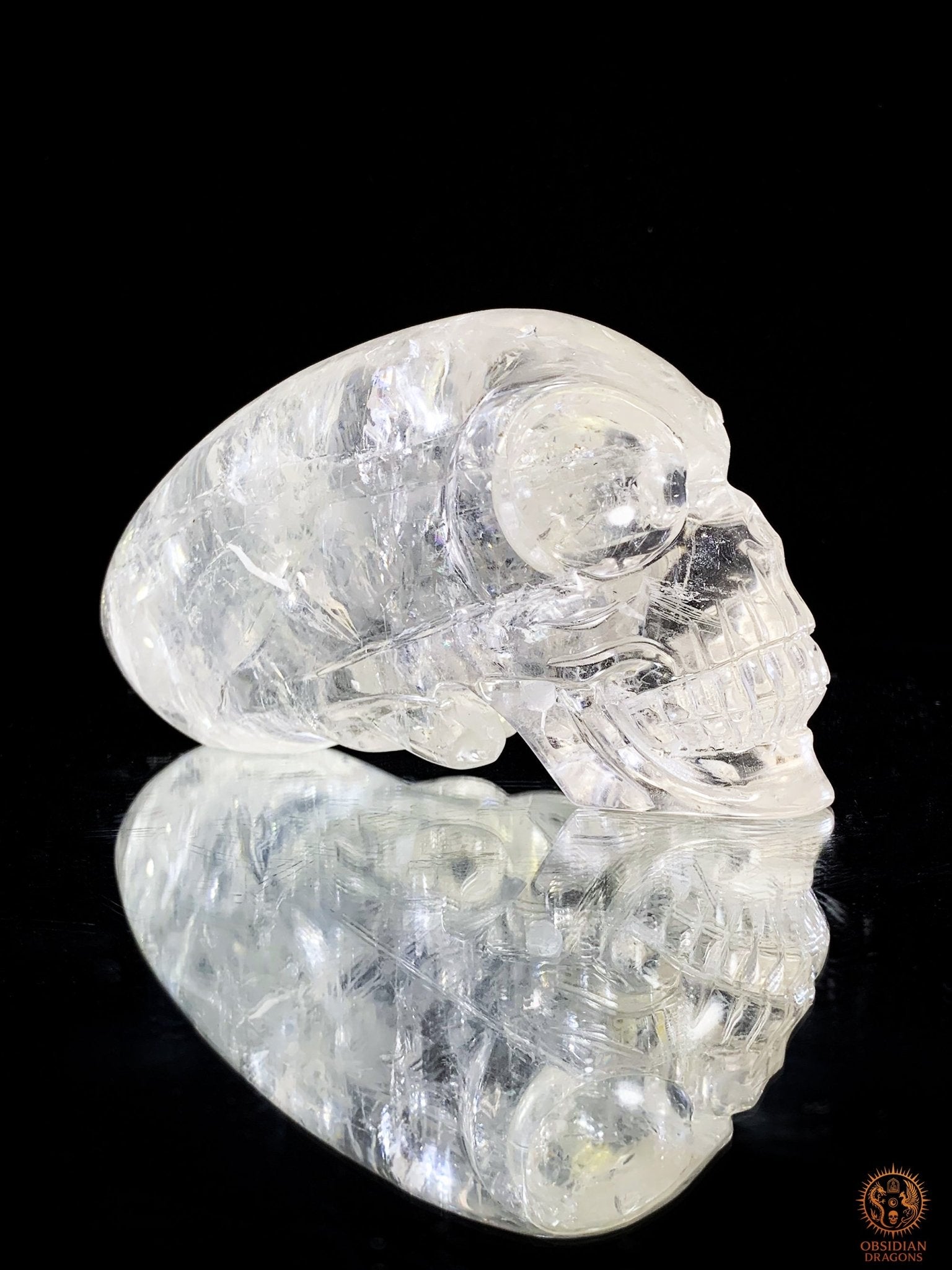 Crâne de Cristal Alien en Cristal de Roche – Éclat Stellaire | obsidian dragons