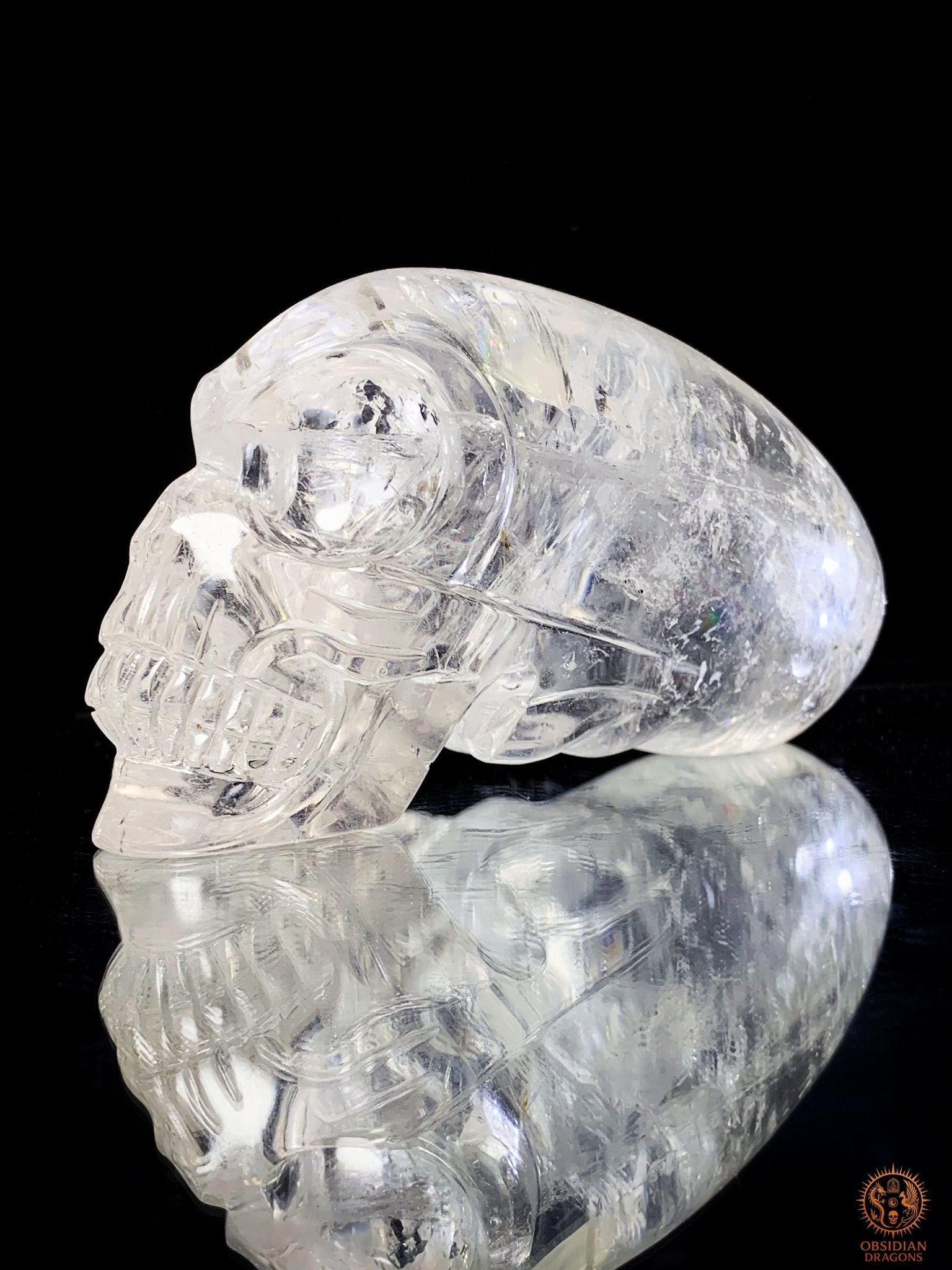 Crâne de Cristal Alien en Cristal de Roche – Éclat Stellaire | obsidian dragons