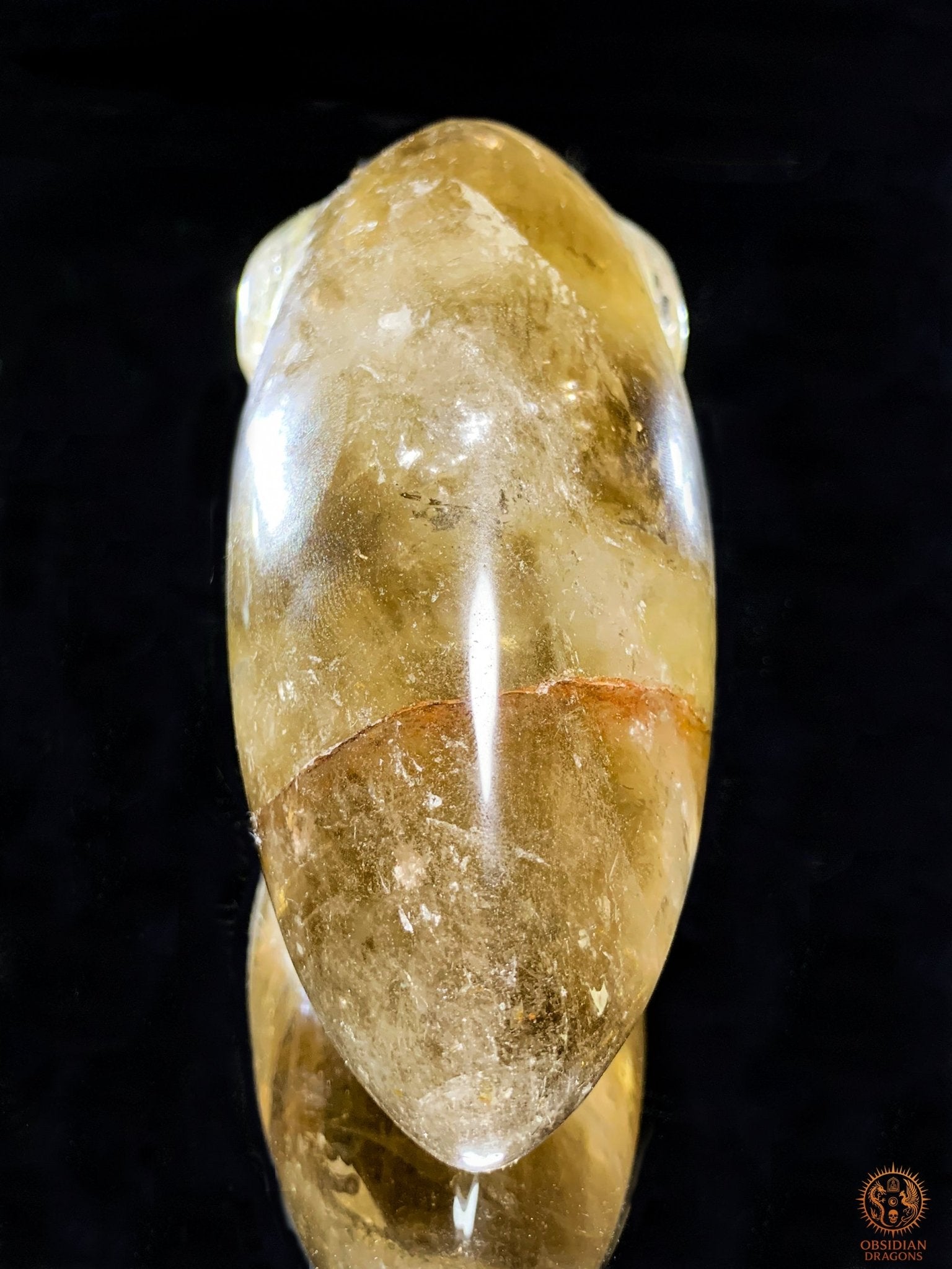 Crâne de Cristal Alien en Quartz Fumé – Reflets Arc-en-Ciel | obsidian dragons