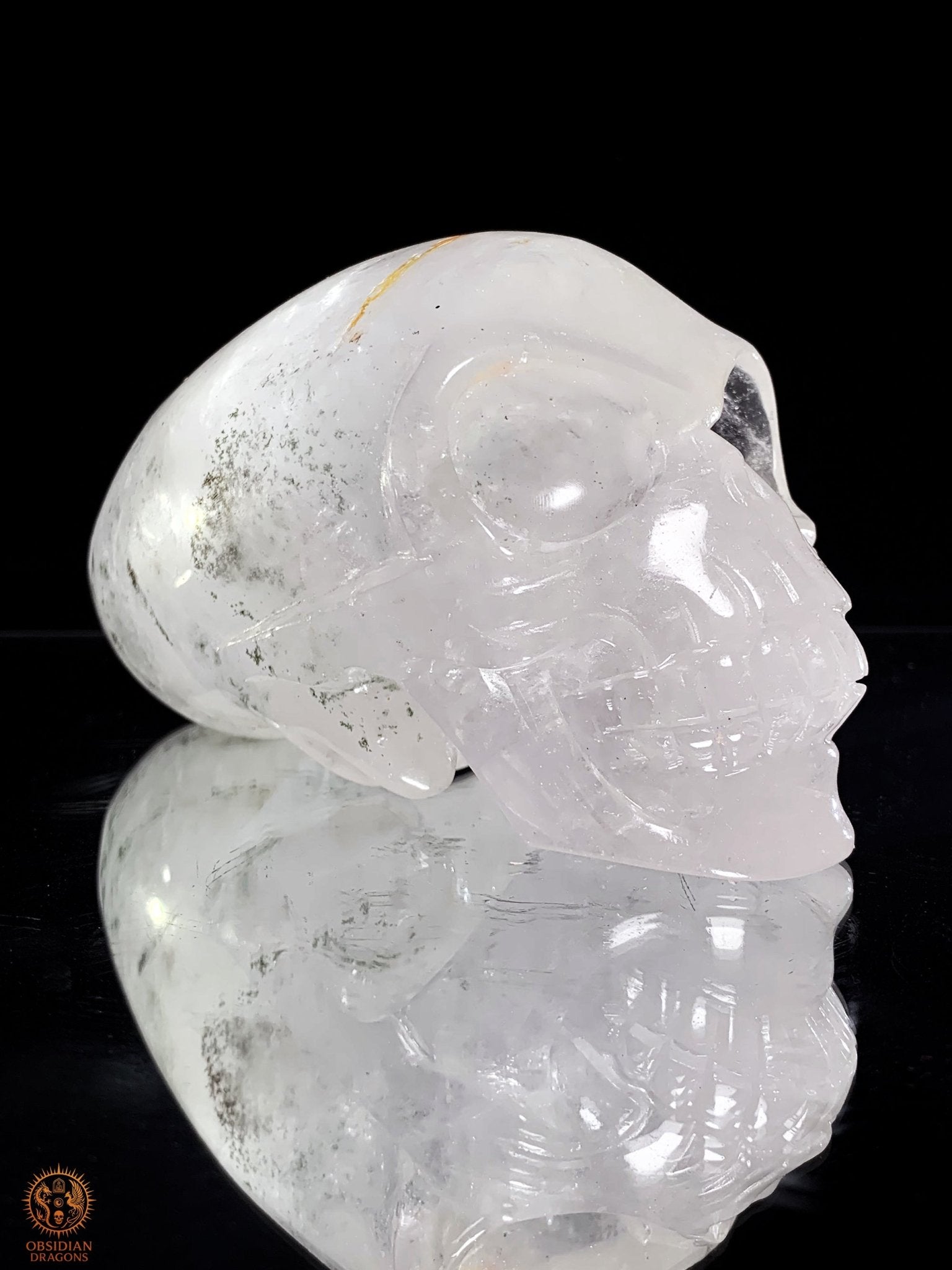Crâne de Cristal Alien en Quartz Lodolite – Reflets Cosmiques | obsidian dragons