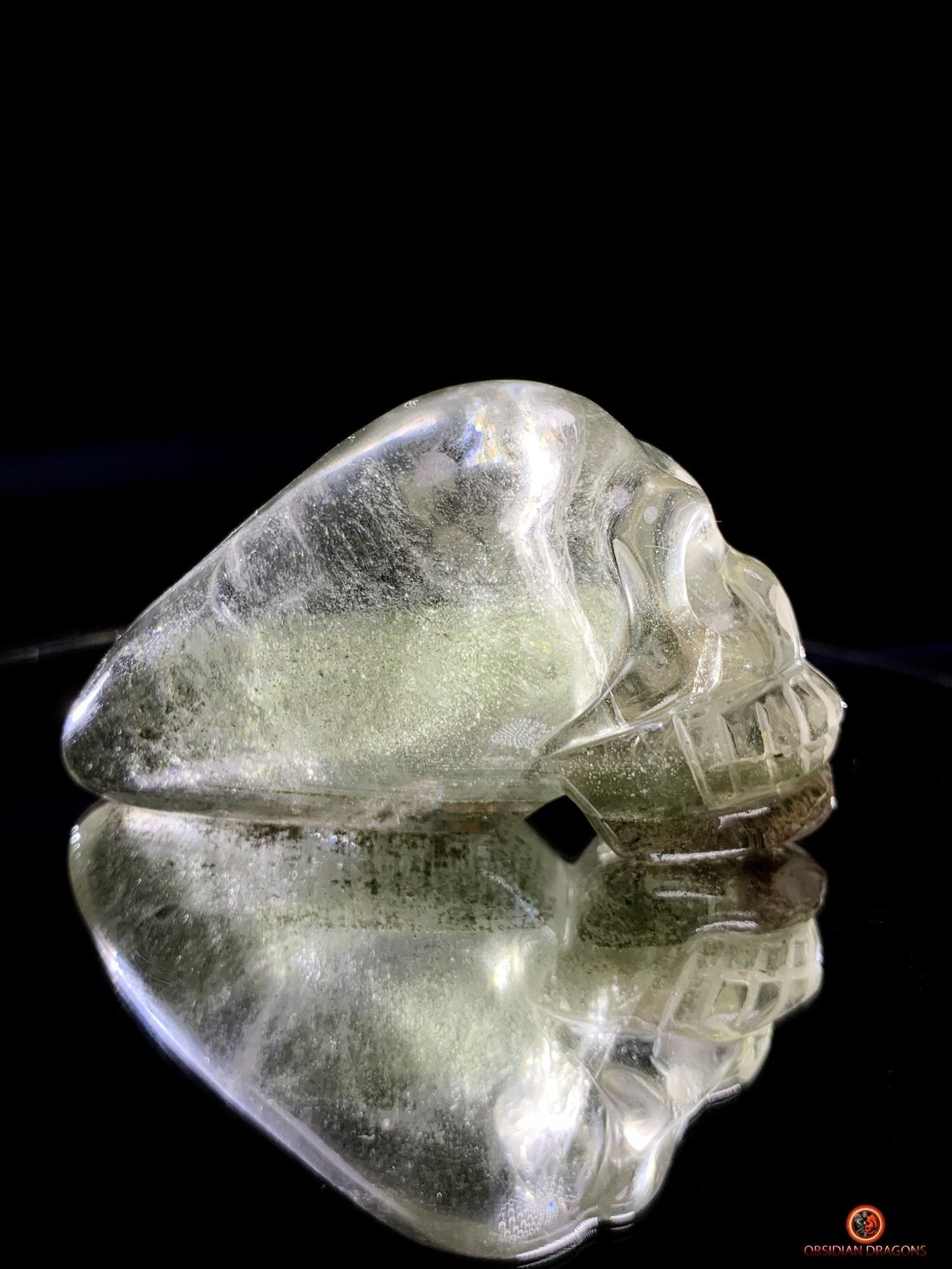 Crâne de cristal allongé - Quartz chlorite - Énergie | obsidian dragons