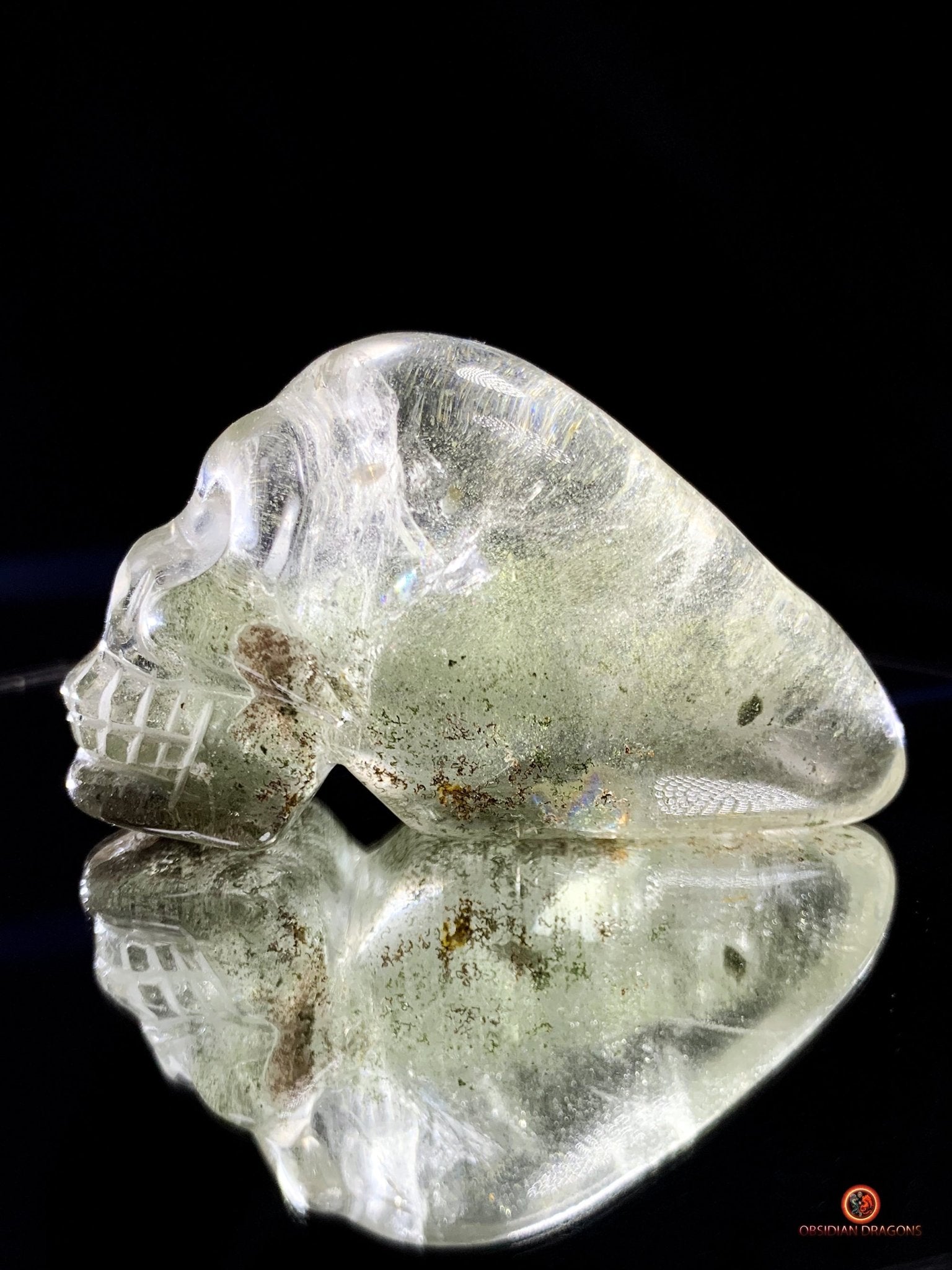 Crâne de cristal allongé - Quartz chlorite - Énergie | obsidian dragons