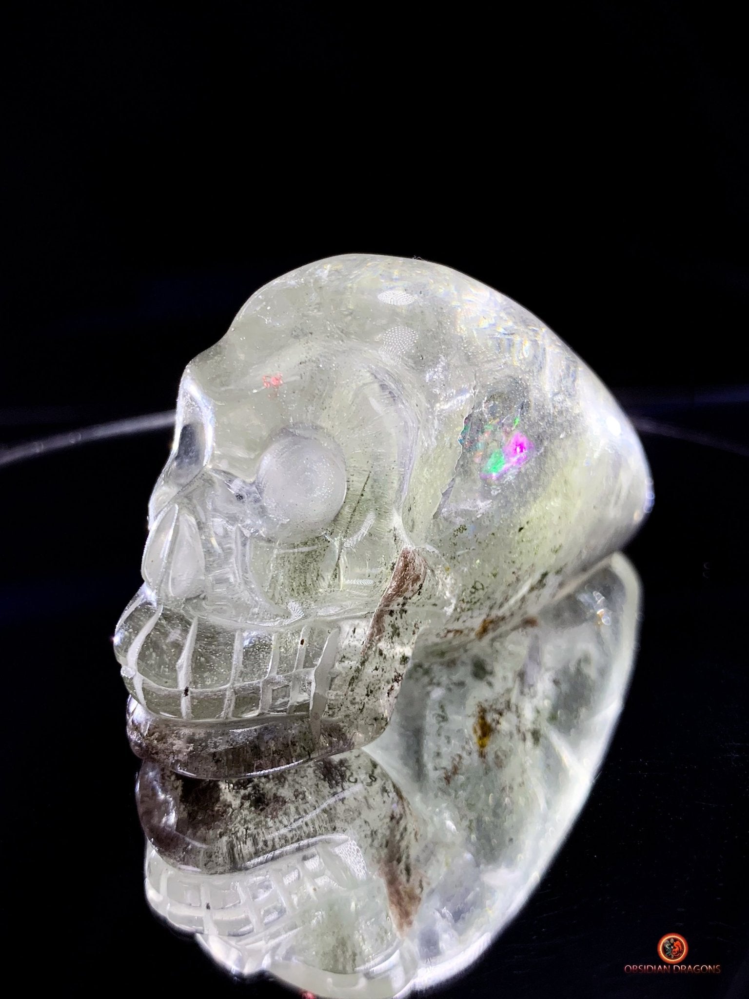 Crâne de cristal allongé - Quartz chlorite - Énergie | obsidian dragons