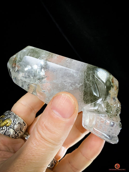 Crâne de cristal allongé - Quartz chlorite - Purification | obsidian dragons