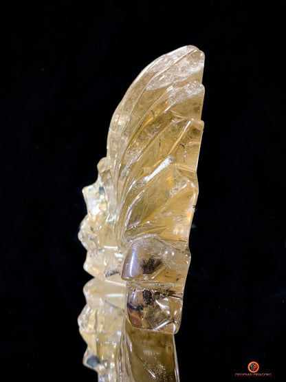 Crâne de Cristal Chamane - Quartz Fumé à Tourmaline Noire - obsidian dragons