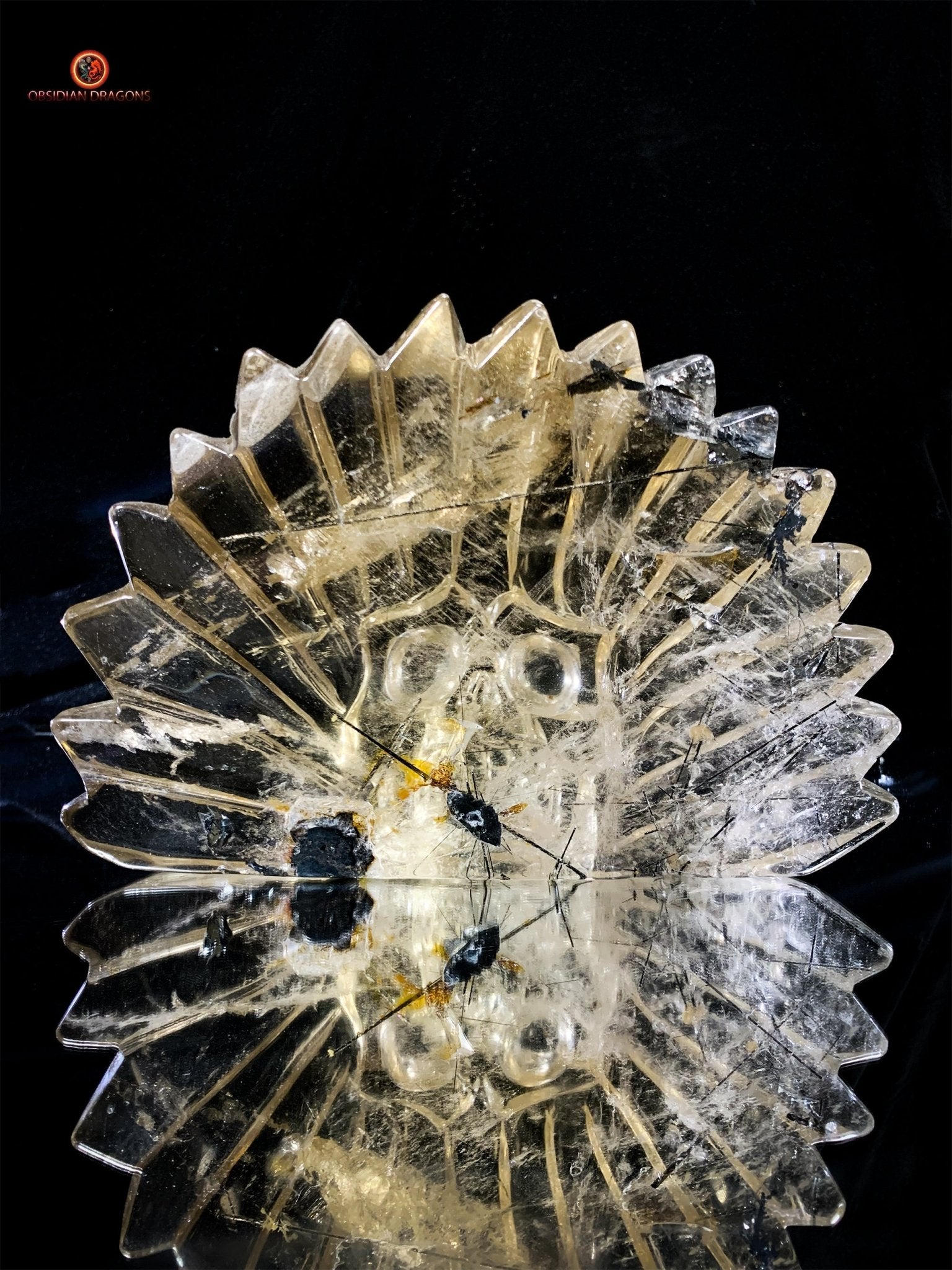 Crâne de Cristal Chamane - Quartz Fumé à Tourmaline Noire | obsidian dragons