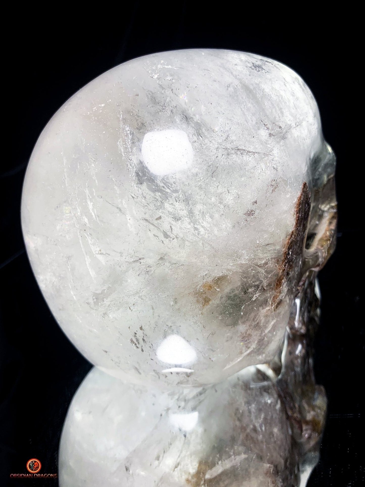 Crâne de Cristal Colossal en Quartz Lodolite – Exceptionnel | obsidian dragons