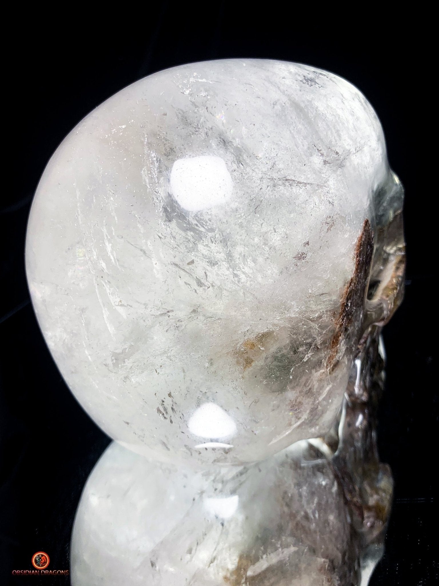 Crâne de Cristal Colossal en Quartz Lodolite – Exceptionnel | obsidian dragons