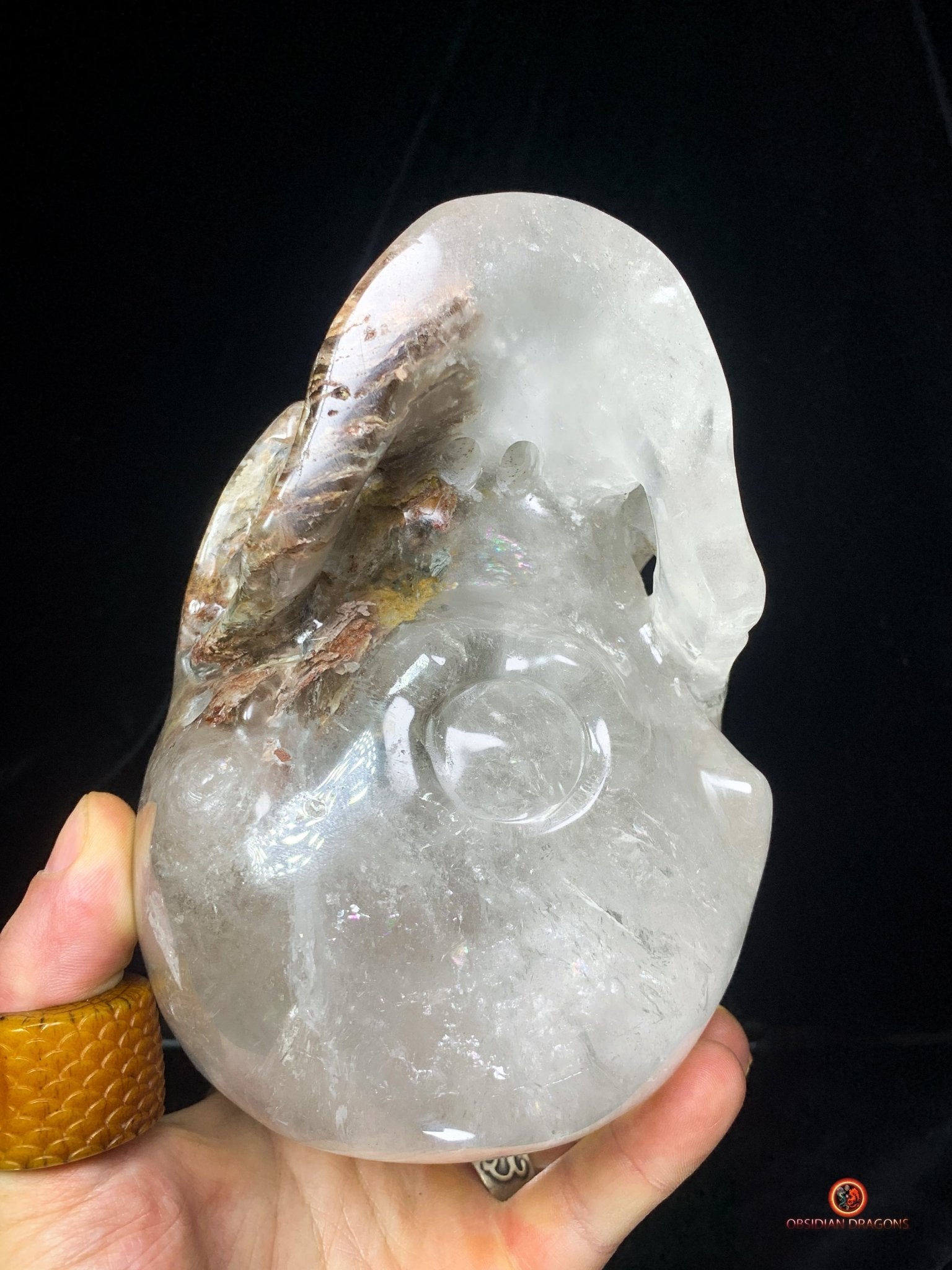 Crâne de Cristal Colossal en Quartz Lodolite – Exceptionnel - obsidian dragons