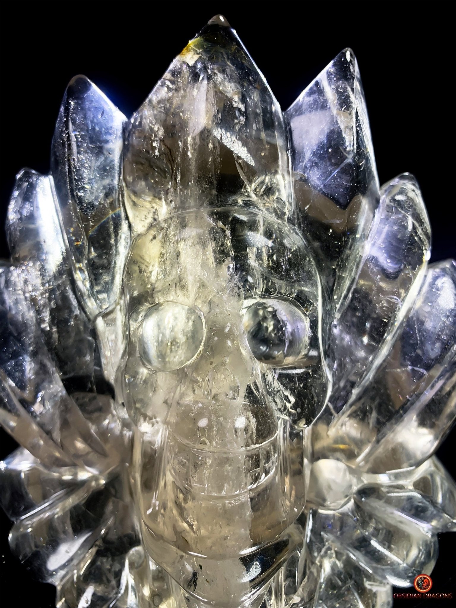 Crâne de Cristal Couronné - Cristal de Roche Naturel | obsidian dragons