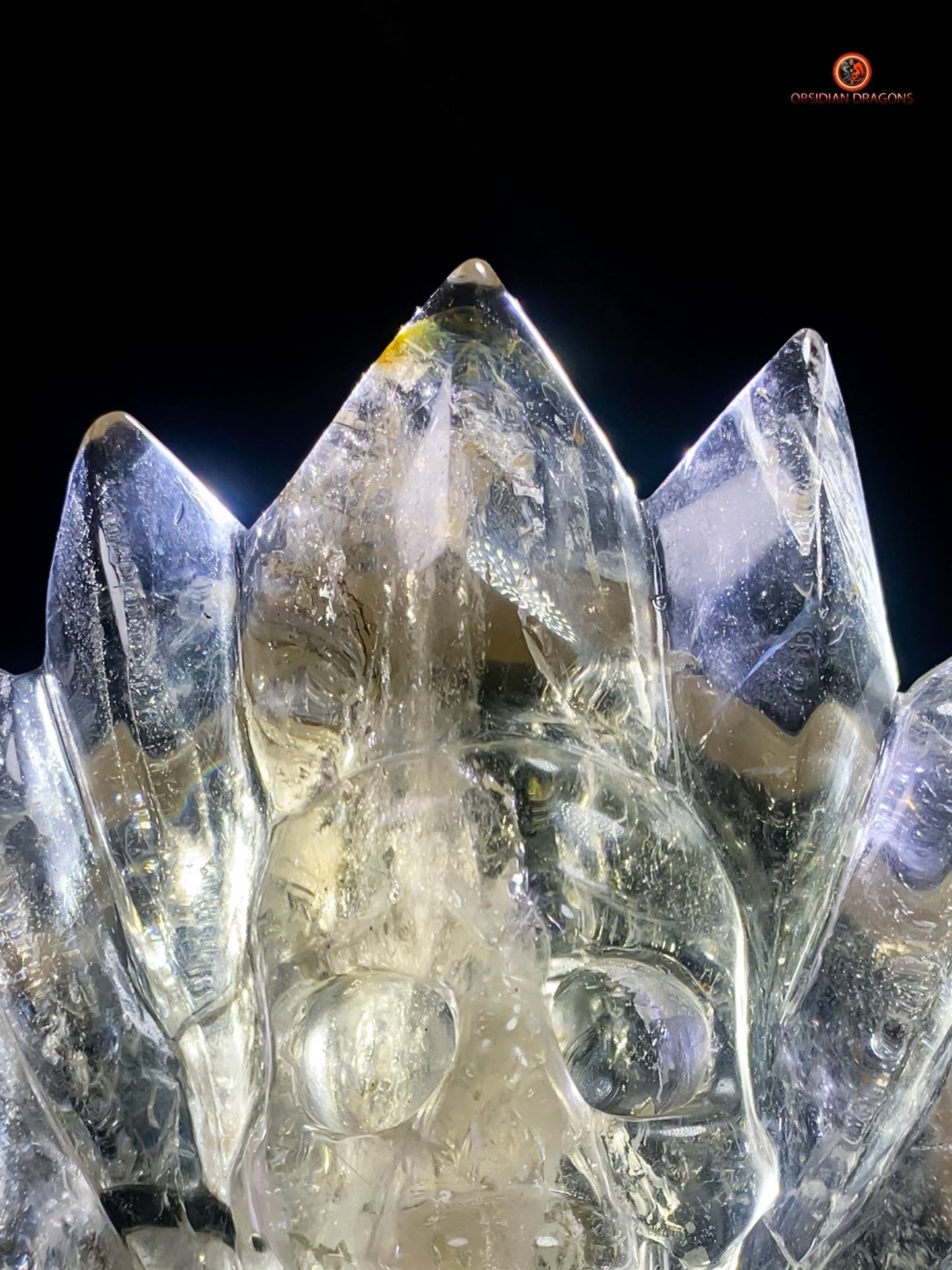 Crâne de Cristal Couronné - Cristal de Roche Naturel | obsidian dragons