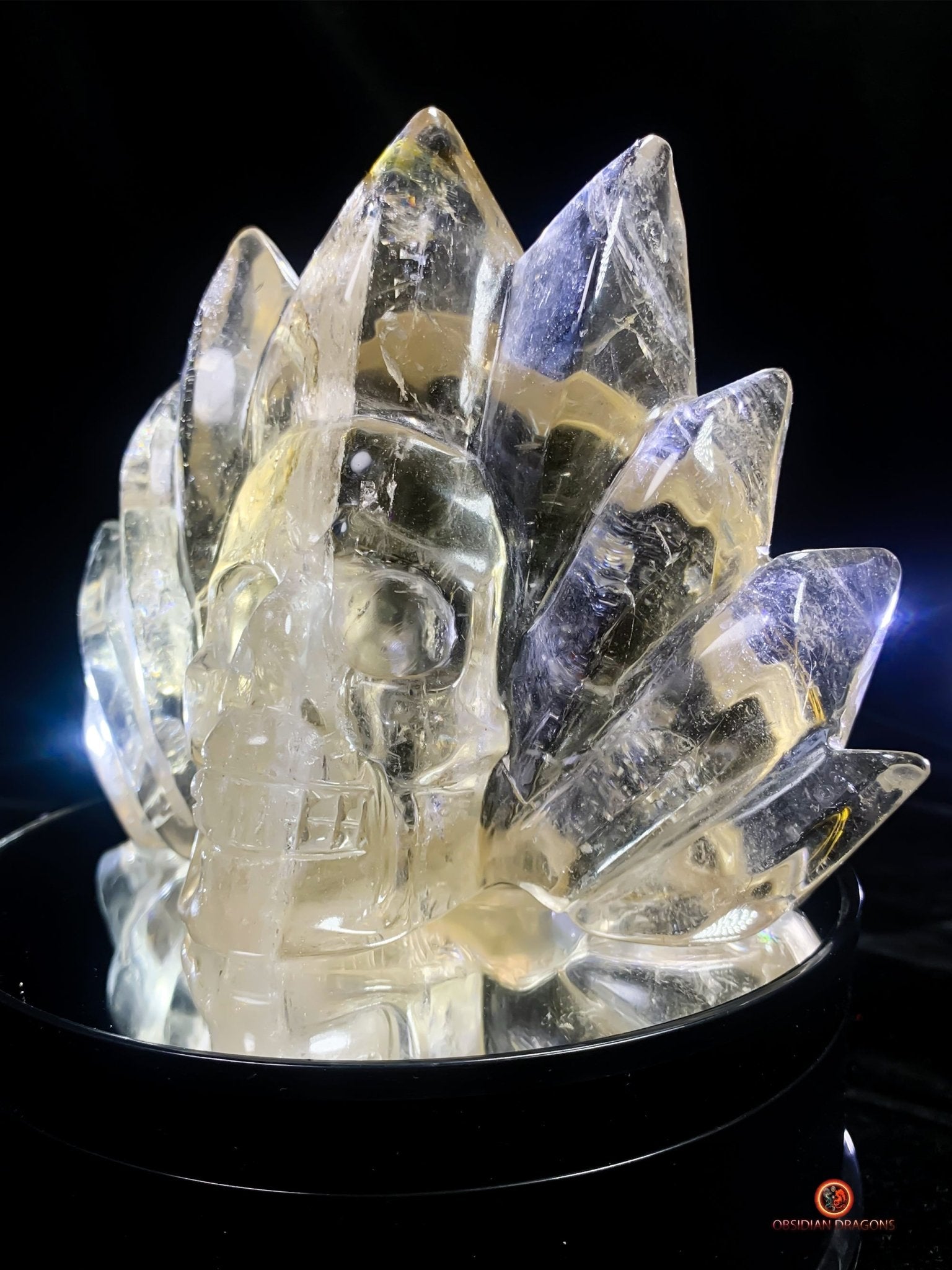 Crâne de Cristal Couronné - Cristal de Roche Naturel | obsidian dragons