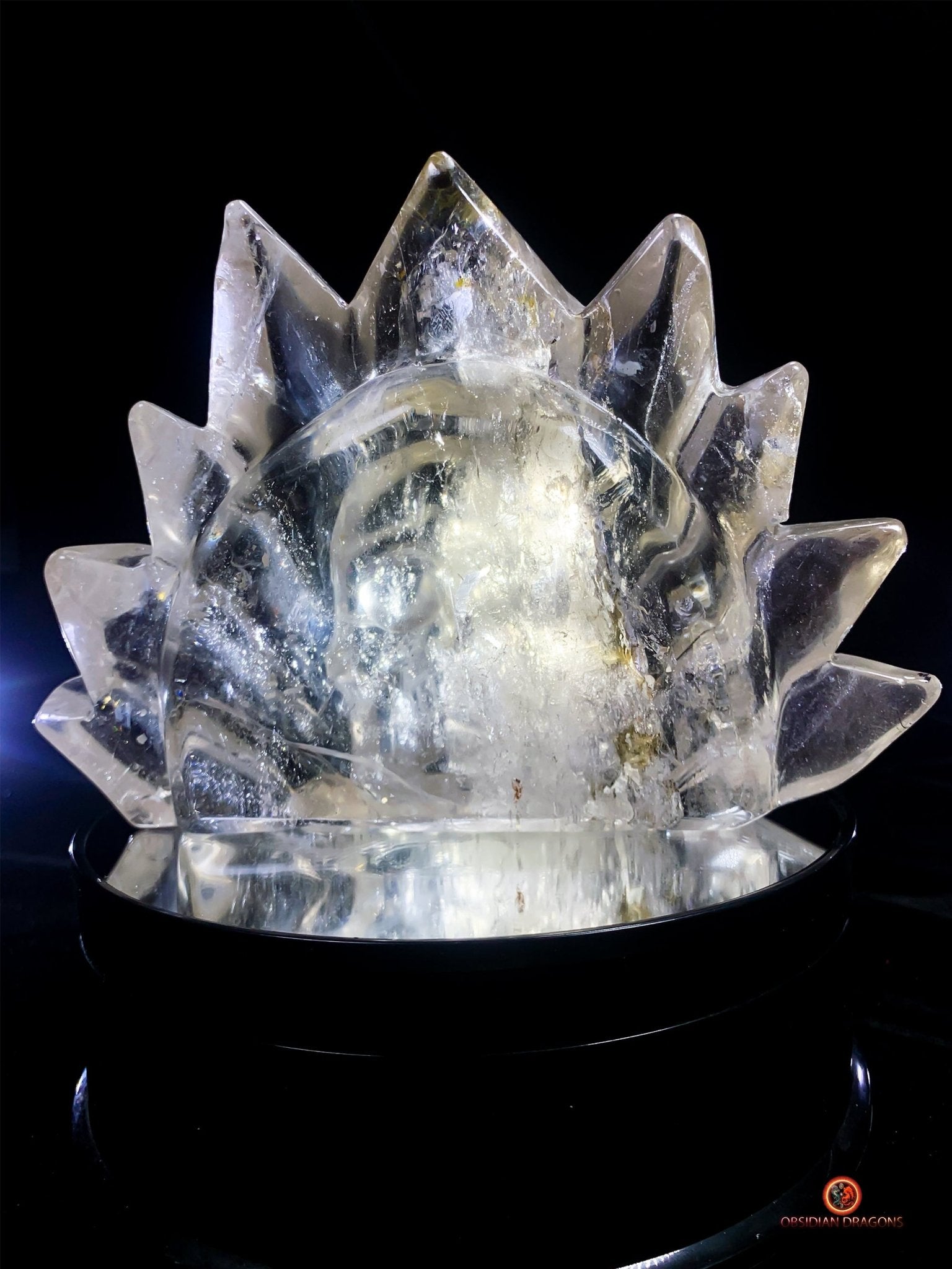 Crâne de Cristal Couronné - Cristal de Roche Naturel | obsidian dragons