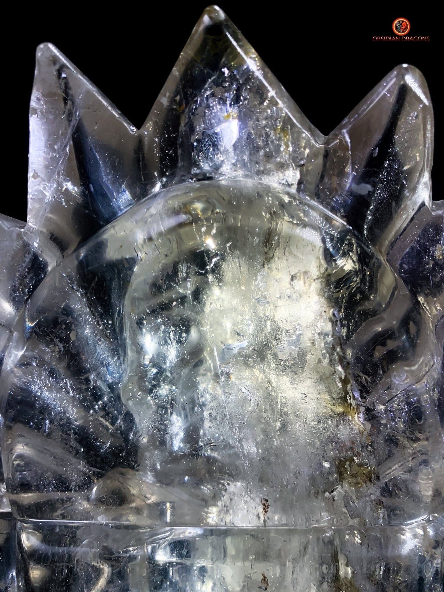 Crâne de Cristal Couronné - Cristal de Roche Naturel | obsidian dragons