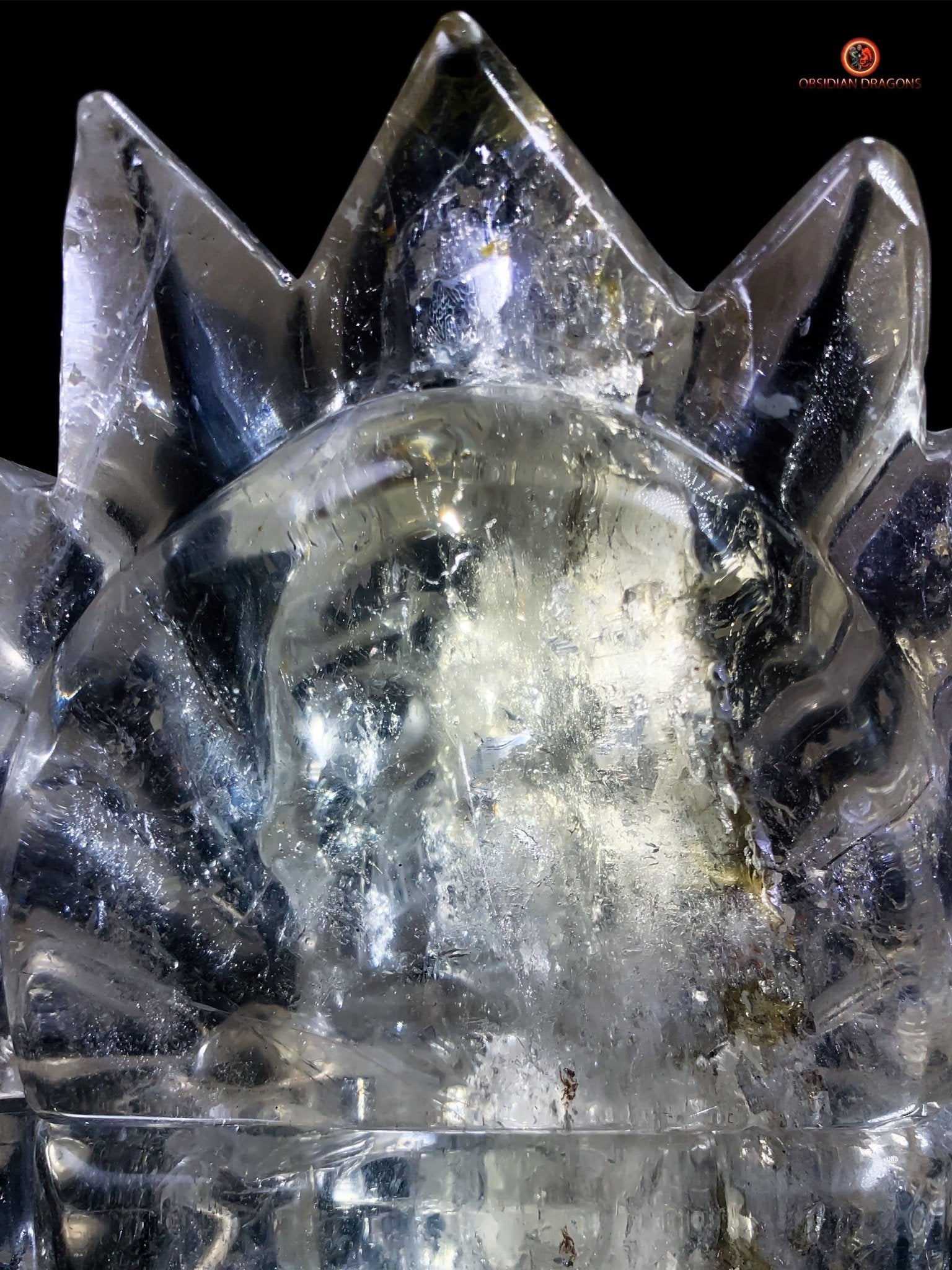 Crâne de Cristal Couronné - Cristal de Roche Naturel | obsidian dragons