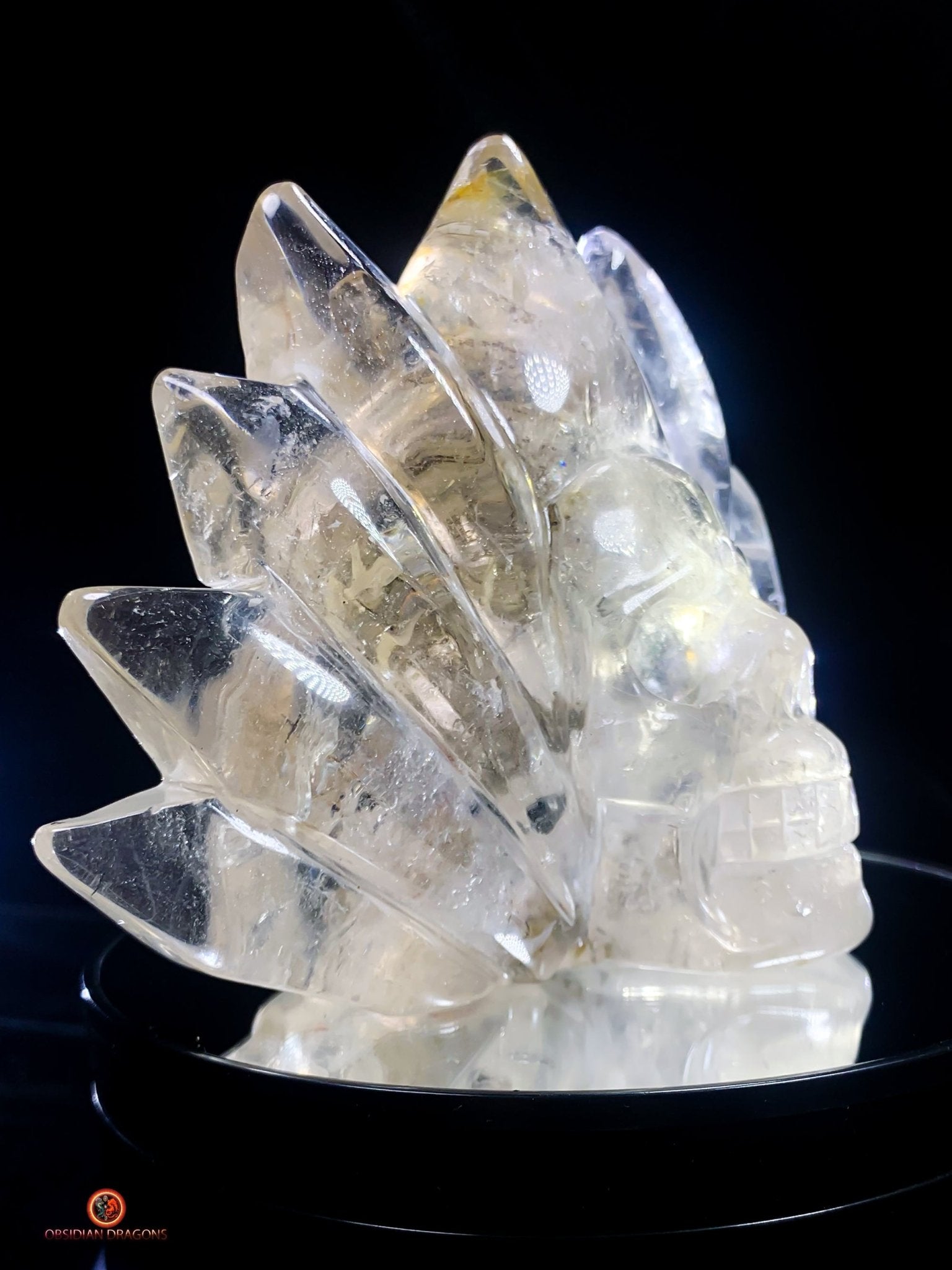Crâne de Cristal Couronné - Cristal de Roche Naturel | obsidian dragons