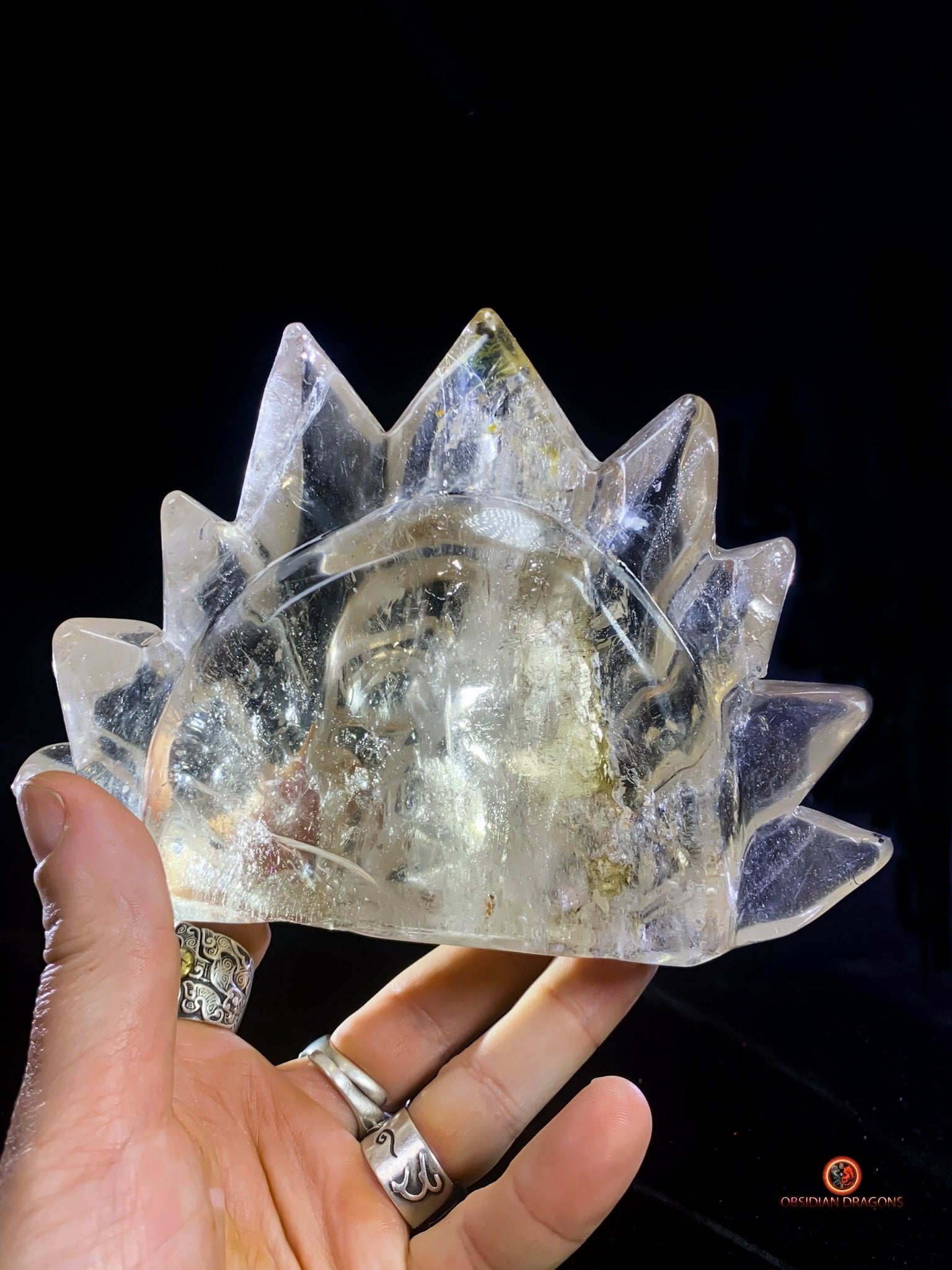 Crâne de Cristal Couronné - Cristal de Roche Naturel | obsidian dragons