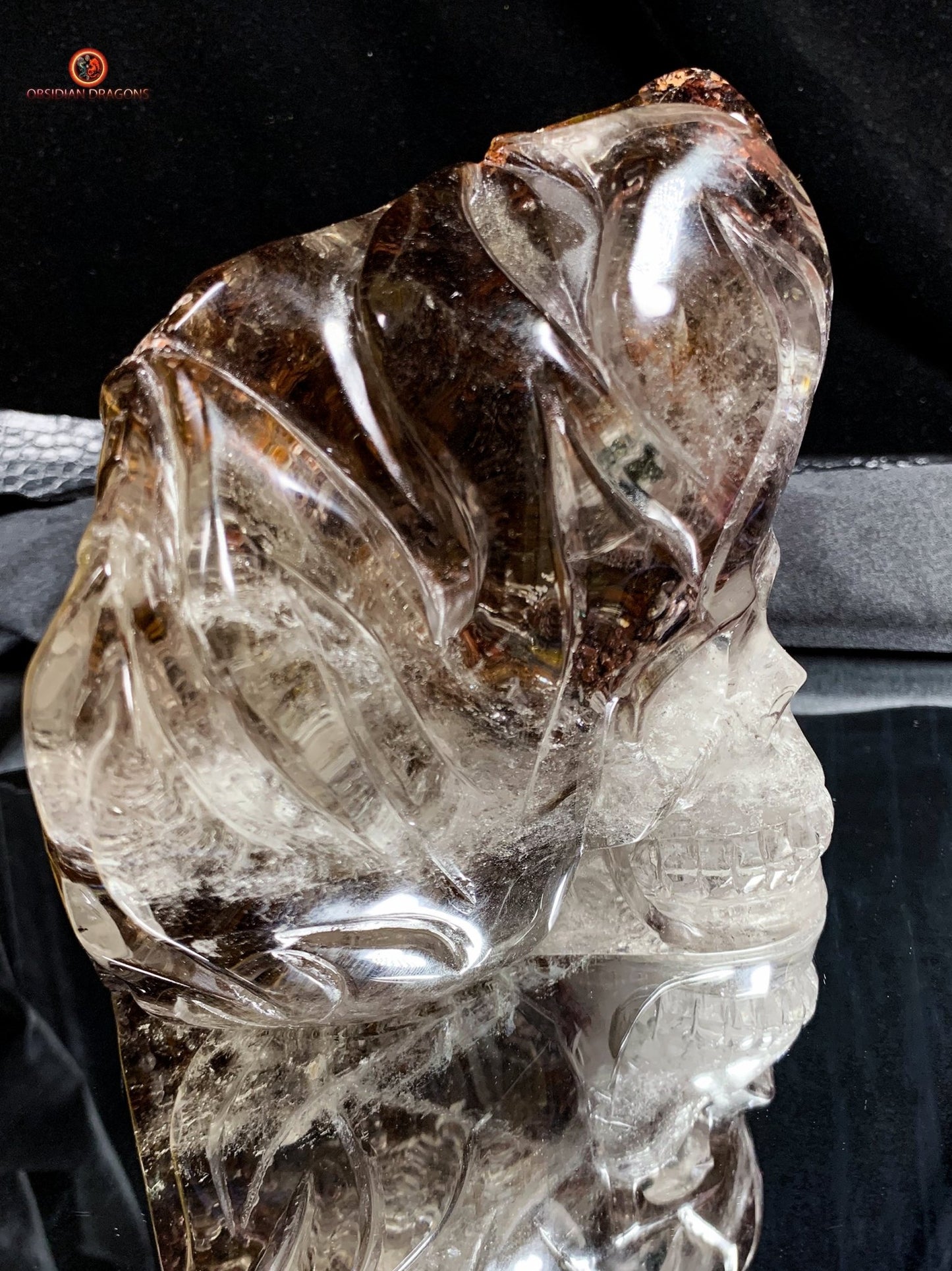 Crâne de Cristal Enflammé - Cristal de Roche Chlorite | obsidian dragons
