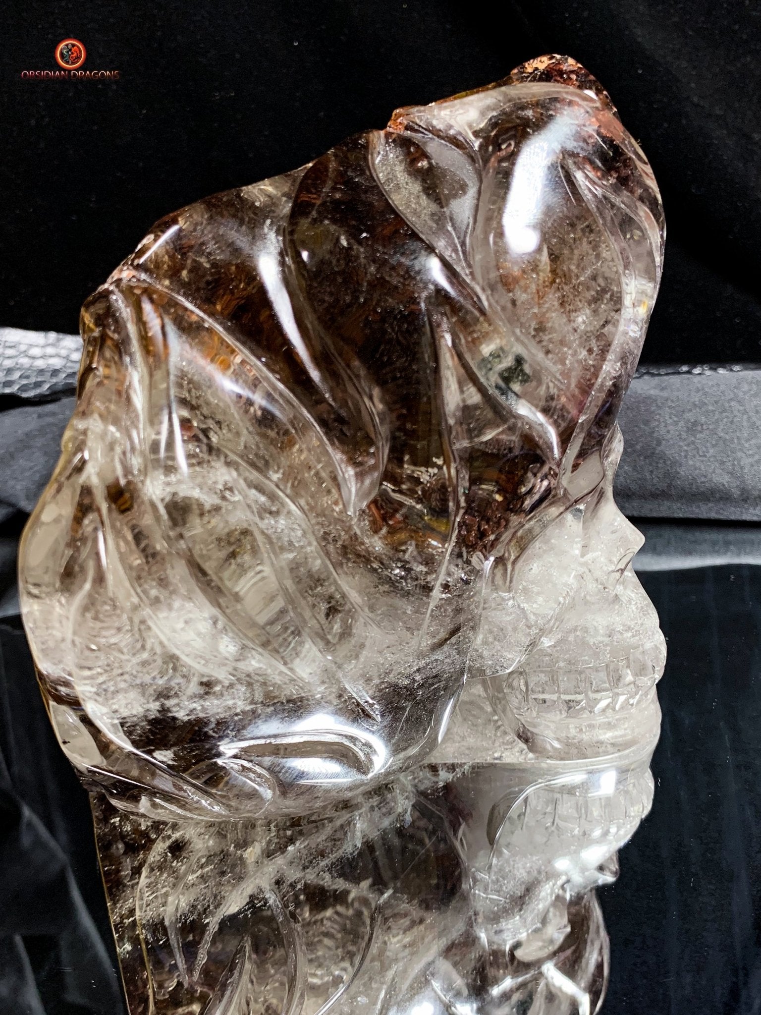Crâne de Cristal Enflammé - Cristal de Roche Chlorite | obsidian dragons