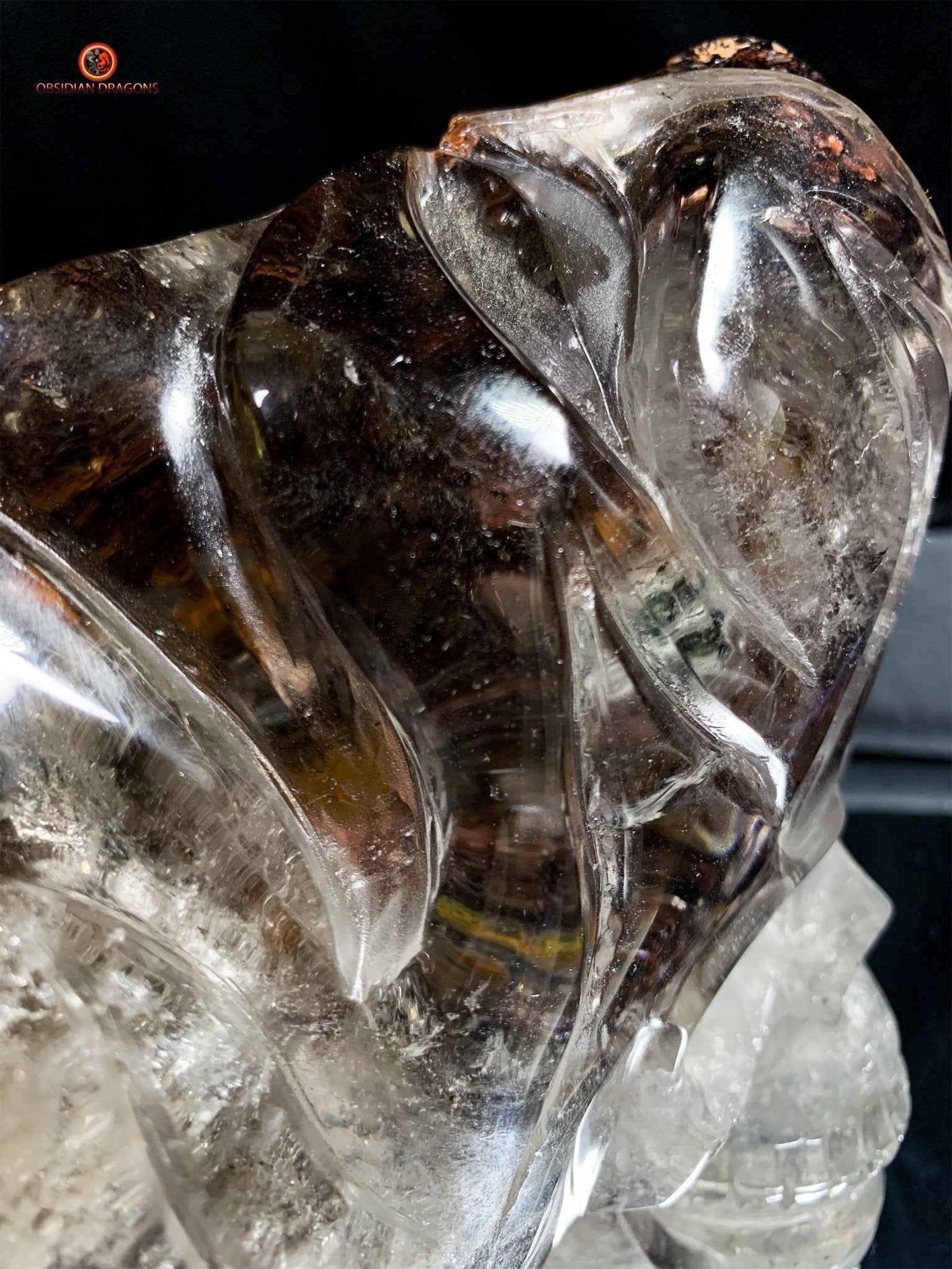 Crâne de Cristal Enflammé - Cristal de Roche Chlorite | obsidian dragons