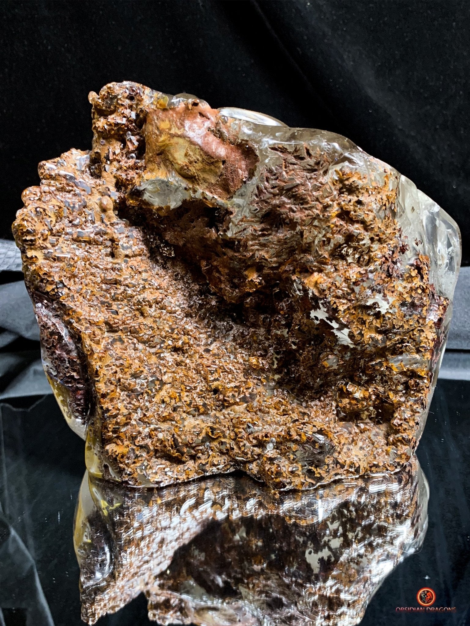 Crâne de Cristal Enflammé - Cristal de Roche Chlorite | obsidian dragons