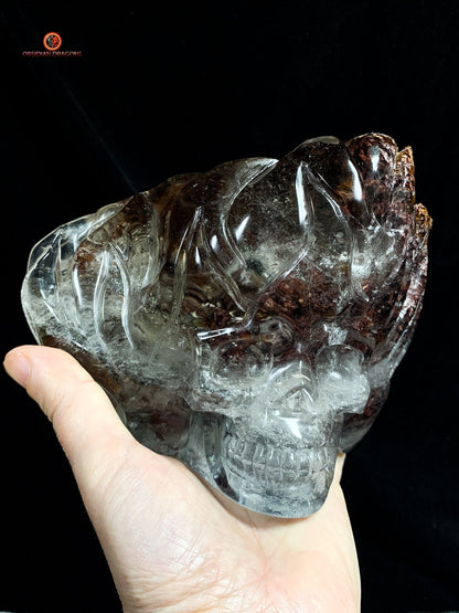 Crâne de Cristal Enflammé - Cristal de Roche Chlorite | obsidian dragons