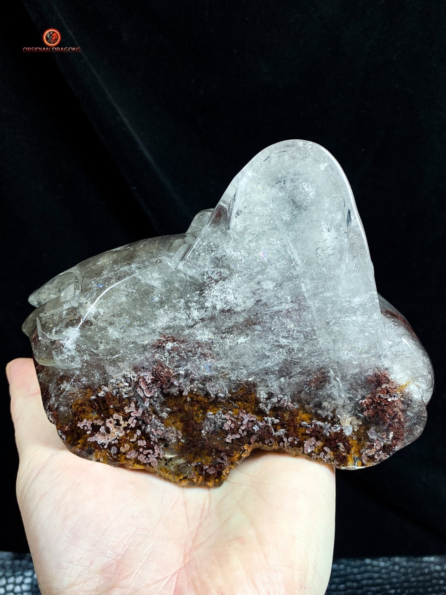 Crâne de Cristal Enflammé - Cristal de Roche Chlorite | obsidian dragons