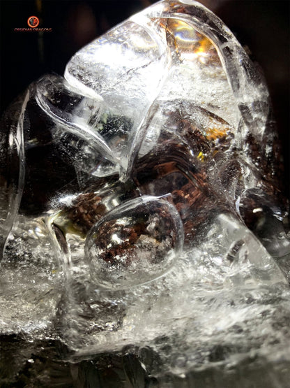 Crâne de Cristal Enflammé - Cristal de Roche Chlorite | obsidian dragons