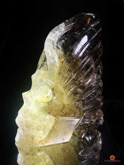 Crâne de Cristal Fontaine à Encens – Quartz Fumé & Cristal | obsidian dragons