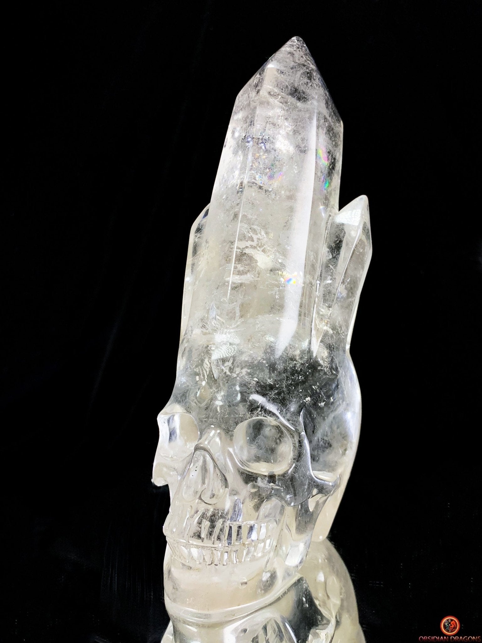 Crâne de Cristal - cristal de roche - Crâne à Pointes de Cristal | obsidian dragons