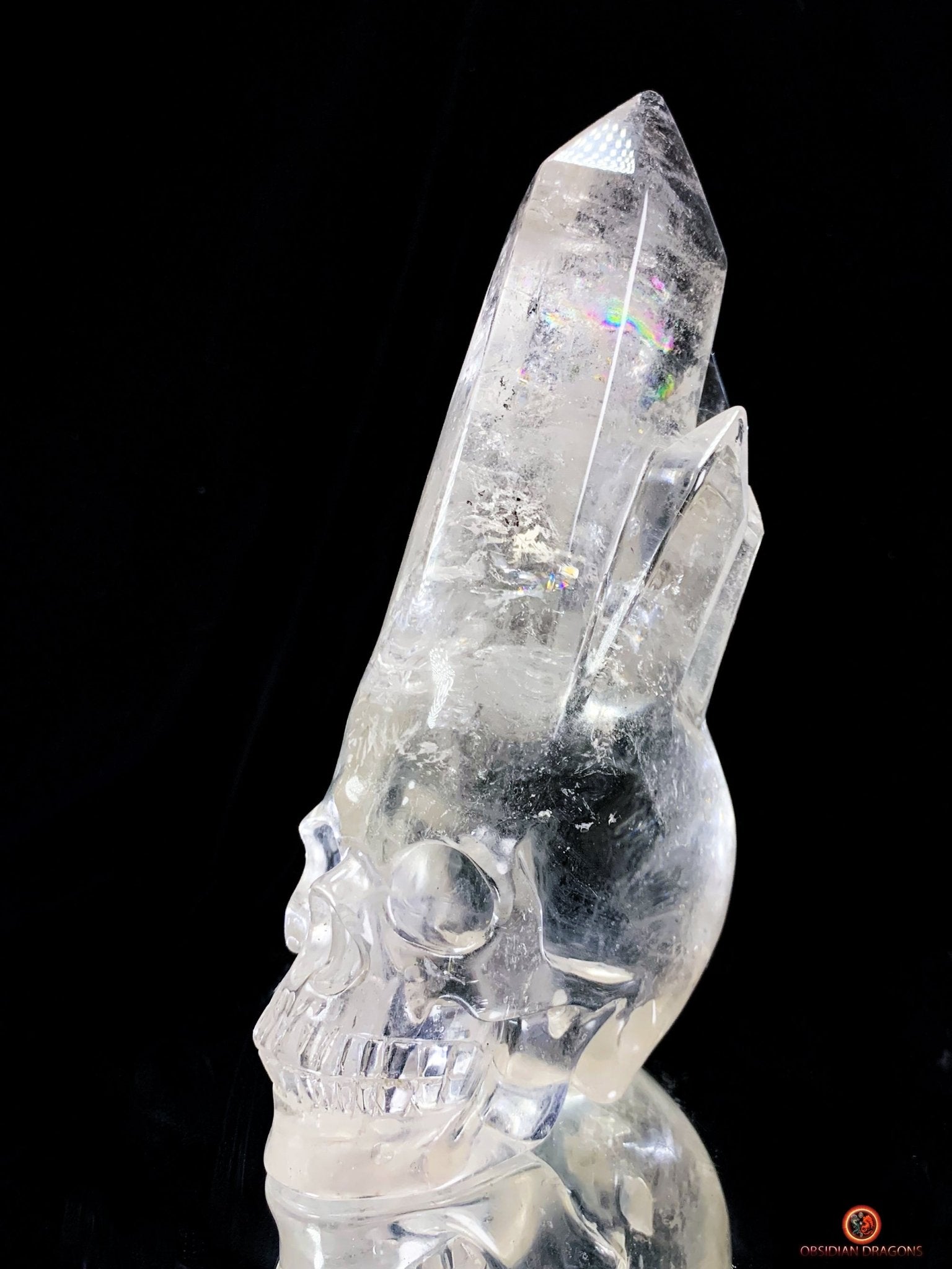 Crâne de Cristal - cristal de roche - Crâne à Pointes de Cristal | obsidian dragons