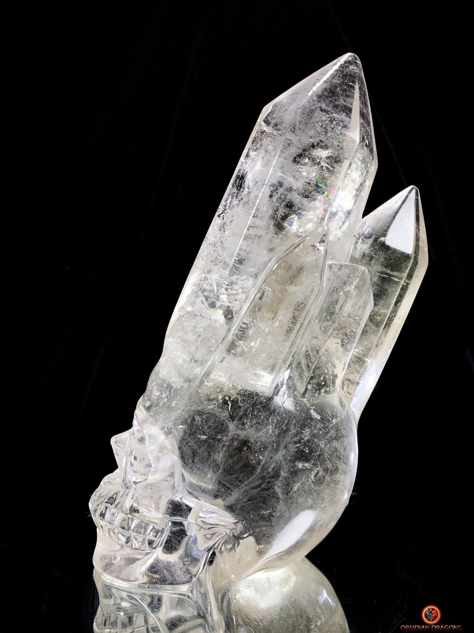 Crâne de Cristal - cristal de roche - Crâne à Pointes de Cristal | obsidian dragons