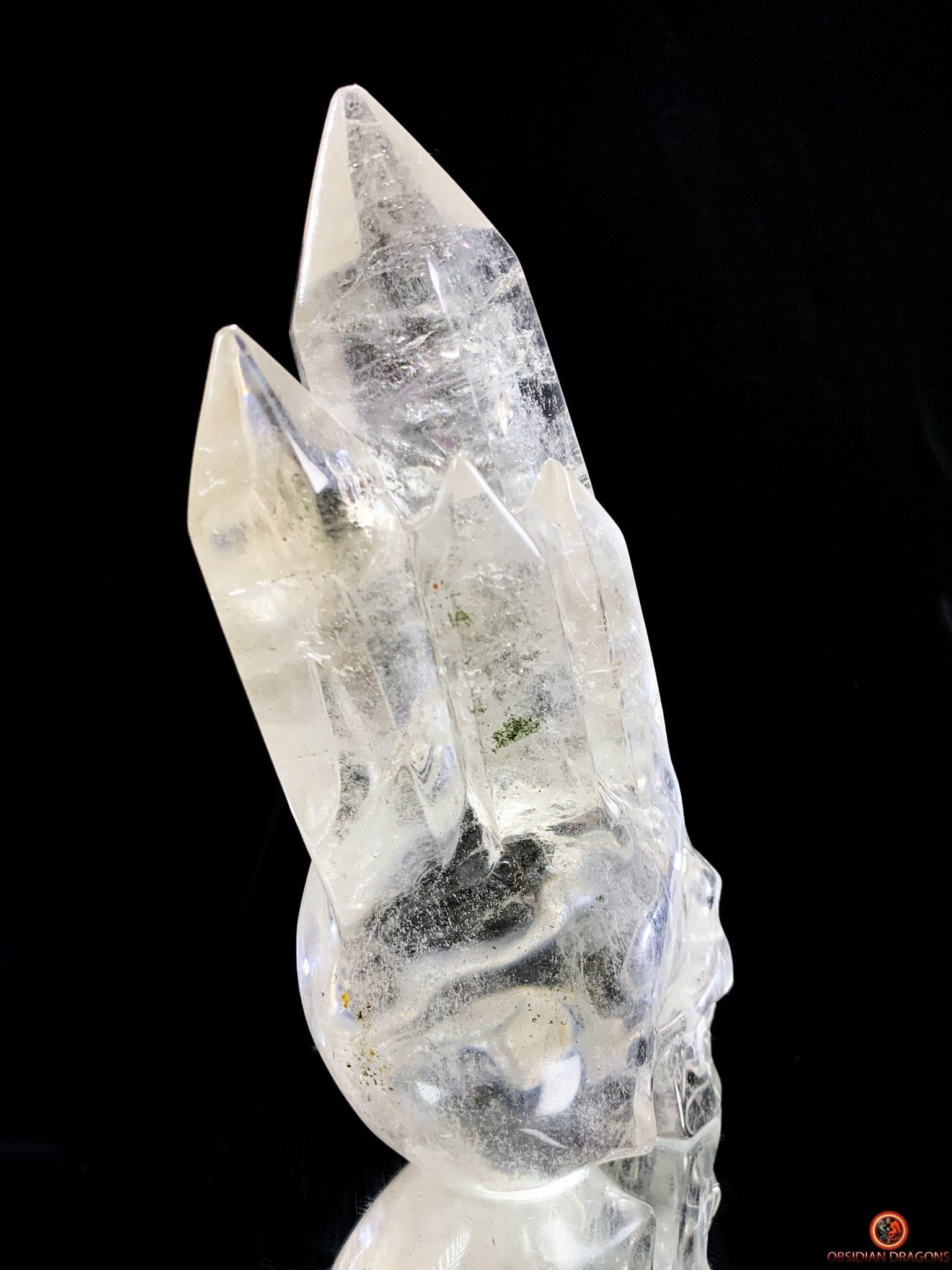 Crâne de Cristal - cristal de roche - Crâne à Pointes de Cristal | obsidian dragons