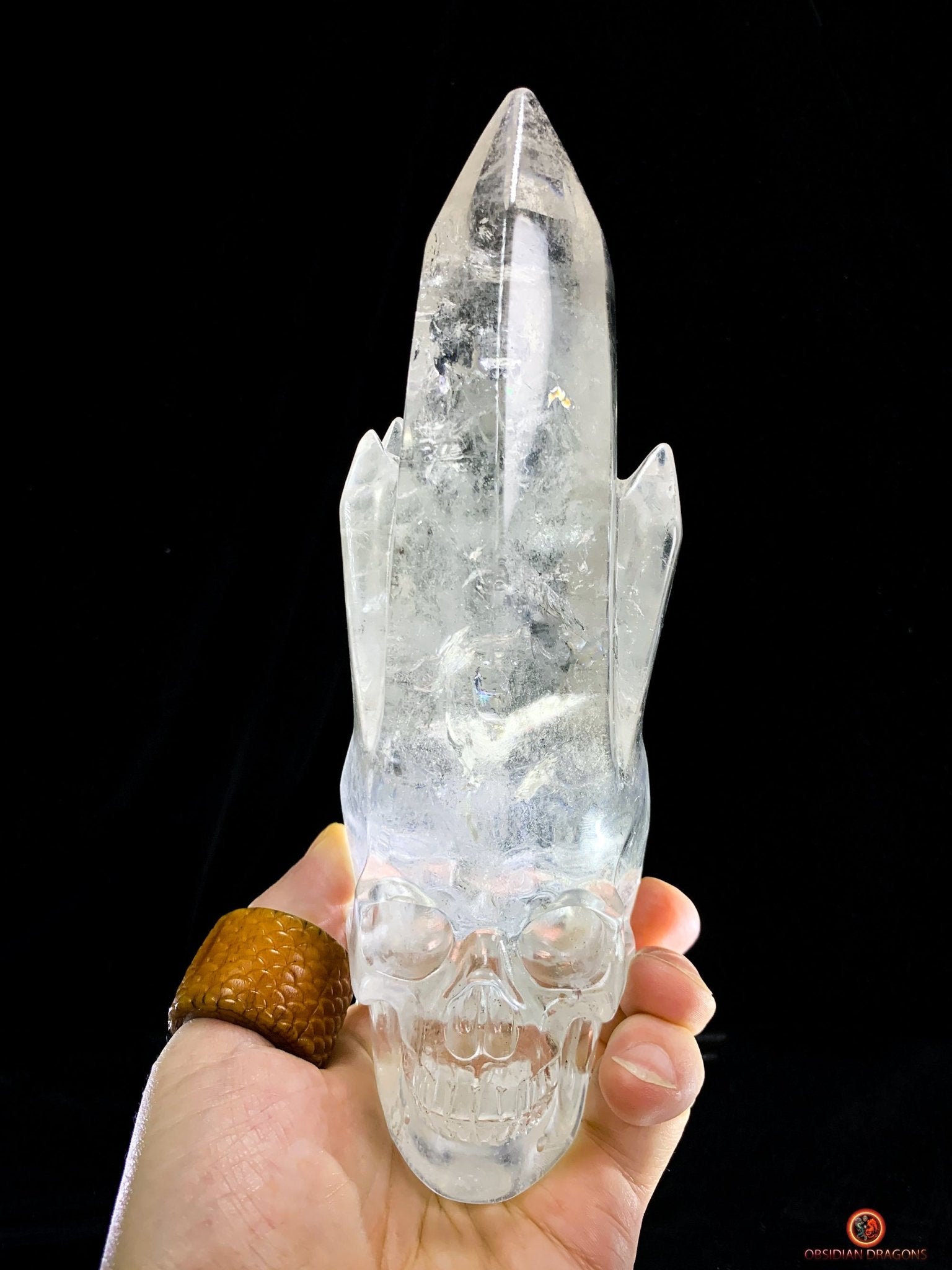 Crâne de Cristal - cristal de roche - Crâne à Pointes de Cristal | obsidian dragons