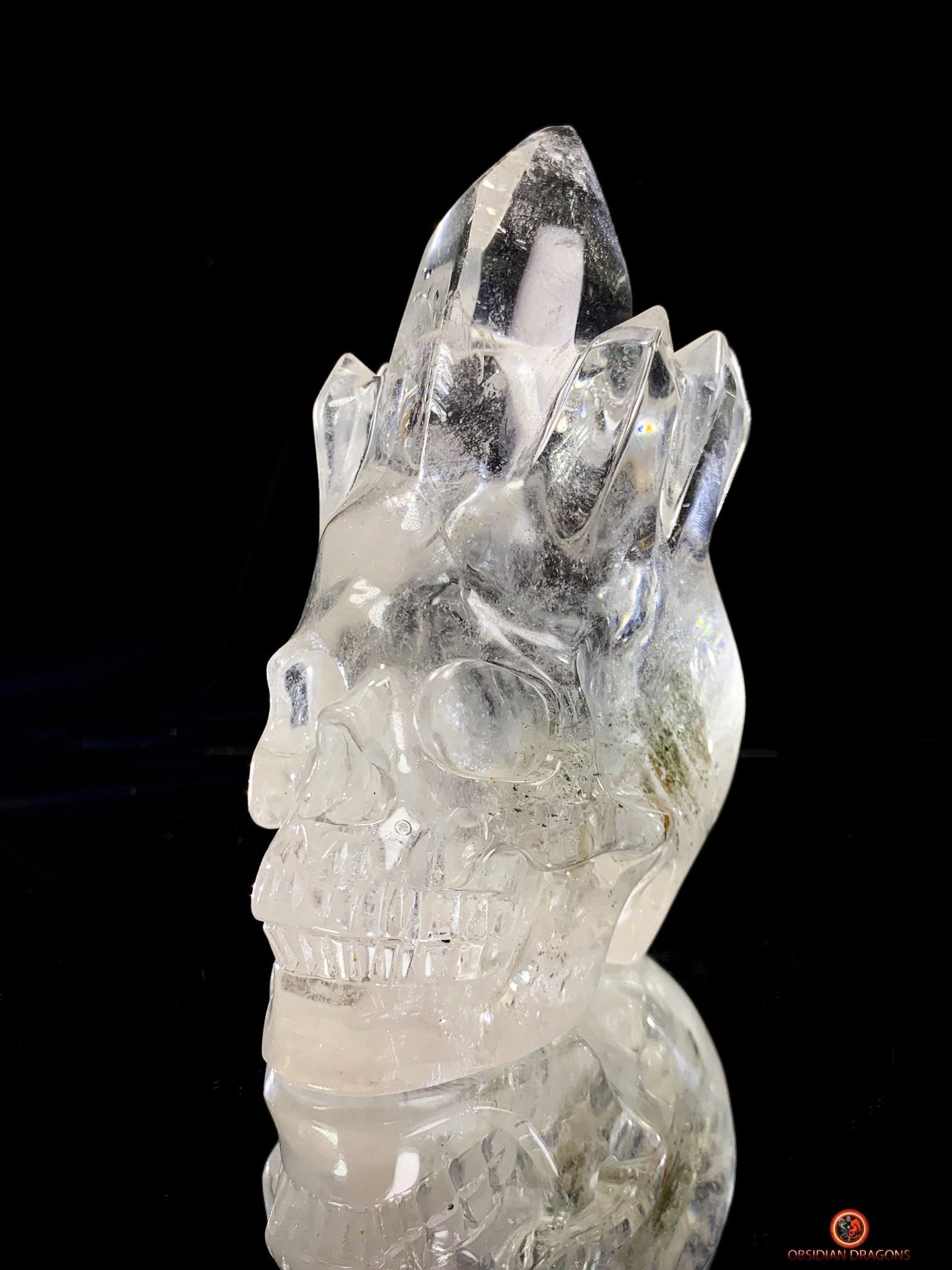 Crâne de Cristal de Roche - Crâne à Pointes de cristal | obsidian dragons