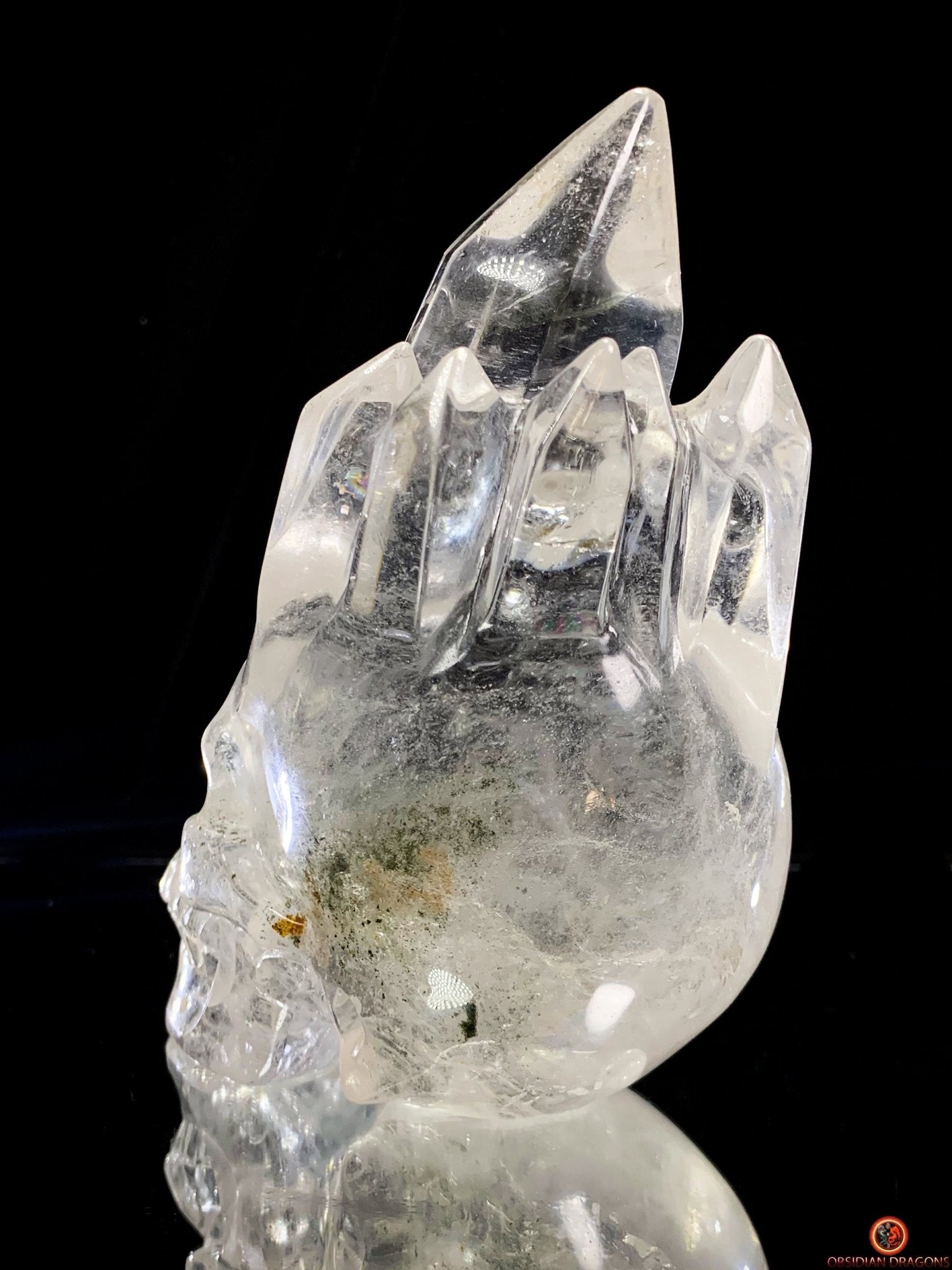 Crâne de Cristal de Roche - Crâne à Pointes de cristal | obsidian dragons