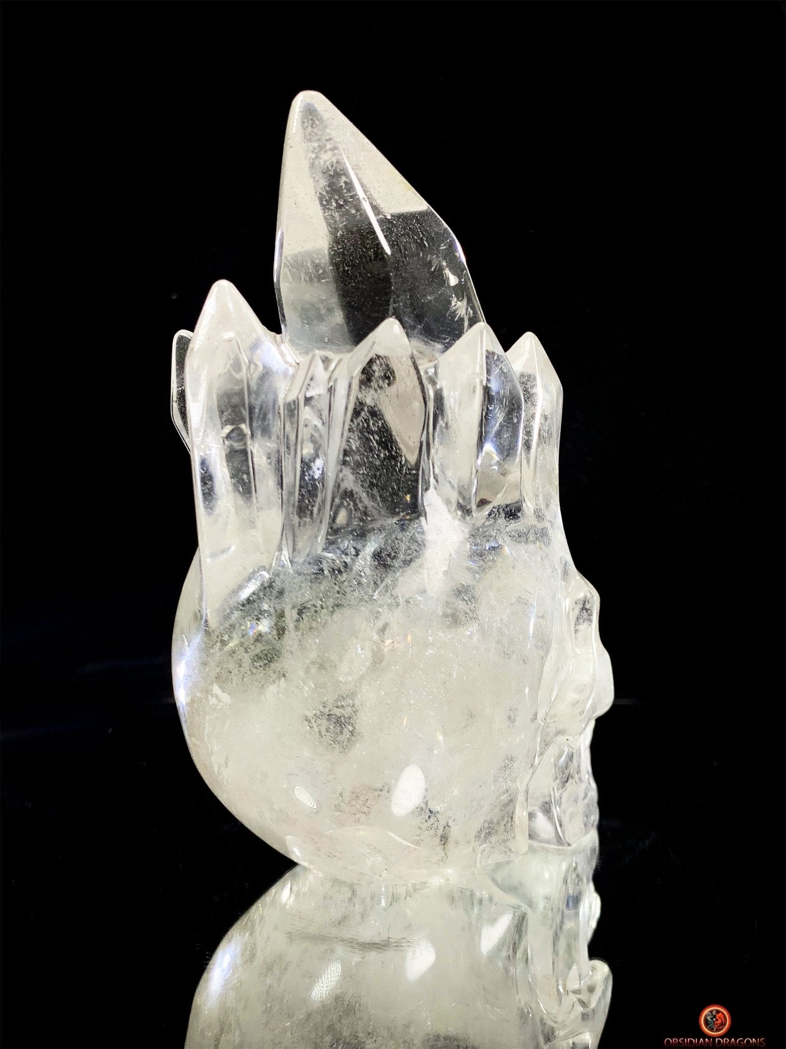 Crâne de Cristal de Roche - Crâne à Pointes de cristal | obsidian dragons