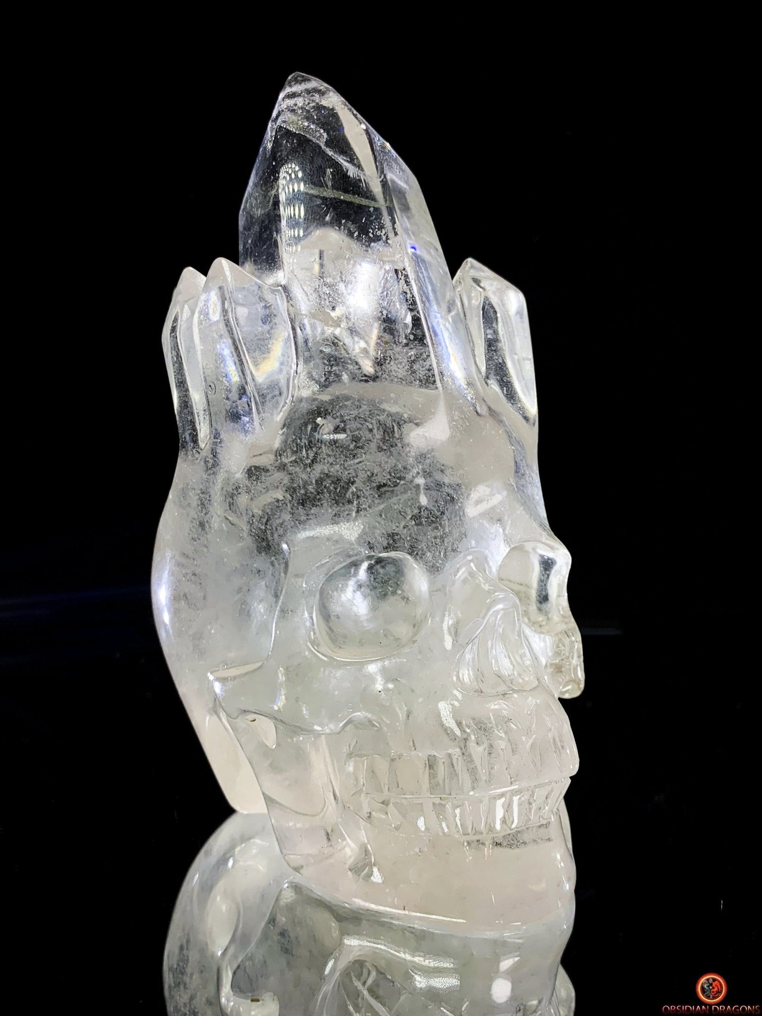 Crâne de Cristal de Roche - Crâne à Pointes de cristal - obsidian dragons