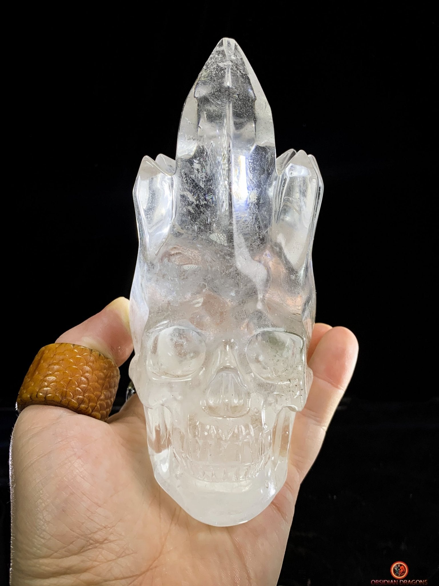 Crâne de Cristal de Roche - Crâne à Pointes de cristal | obsidian dragons